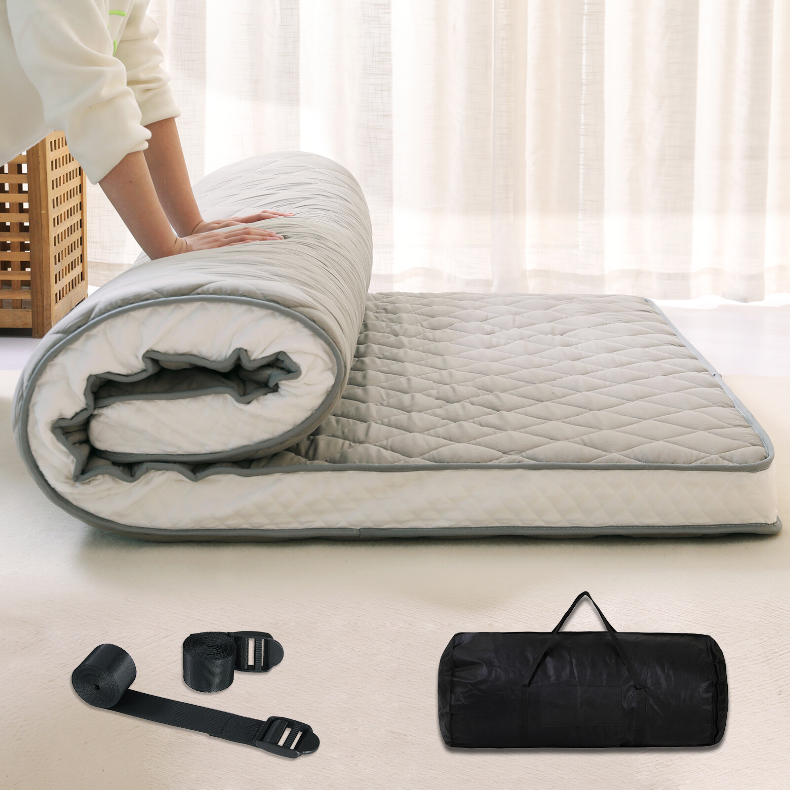 NAIZEA Japanese Floor Mattress Potable Floor Sleeping Pad 80x60x4in Queen Size
