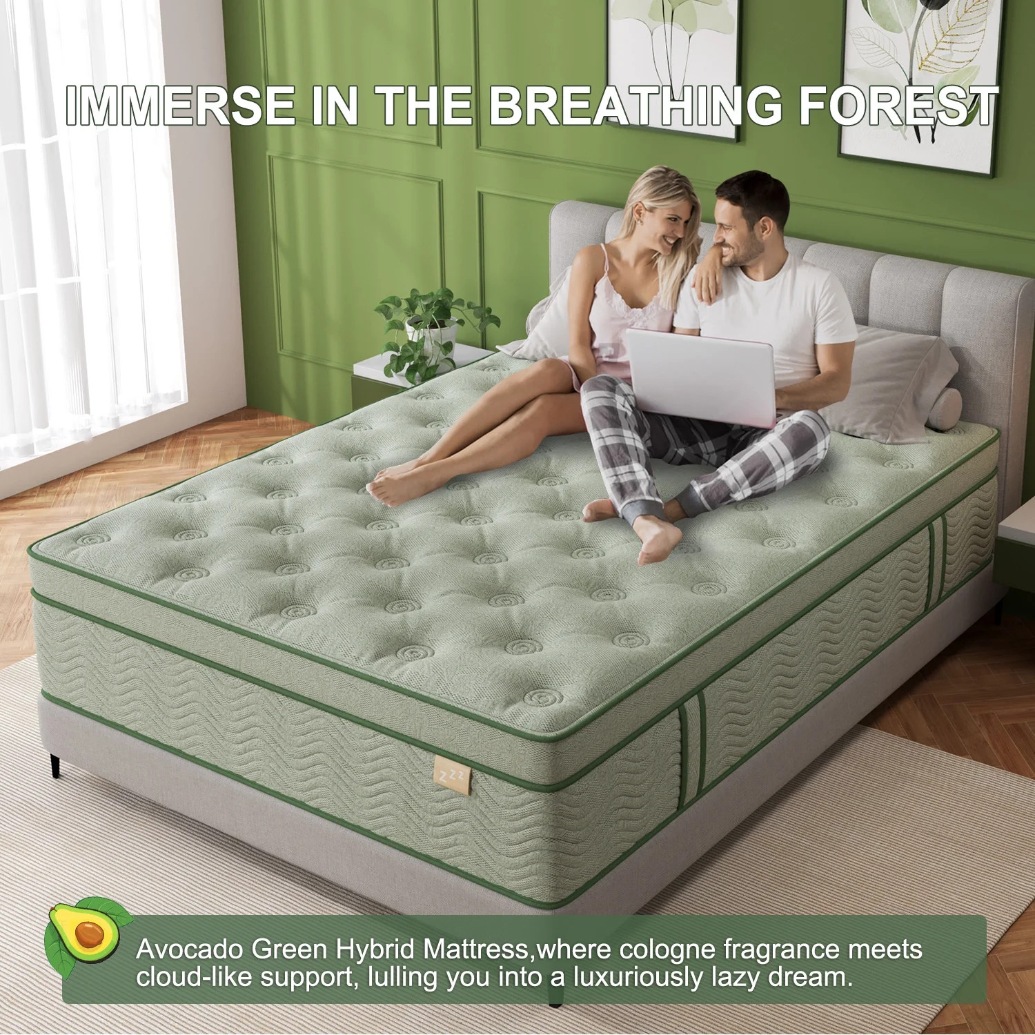 Viscountess 14inch Queen Mattress with Gel Memory Foam Medium Firm Euro Top Hybr