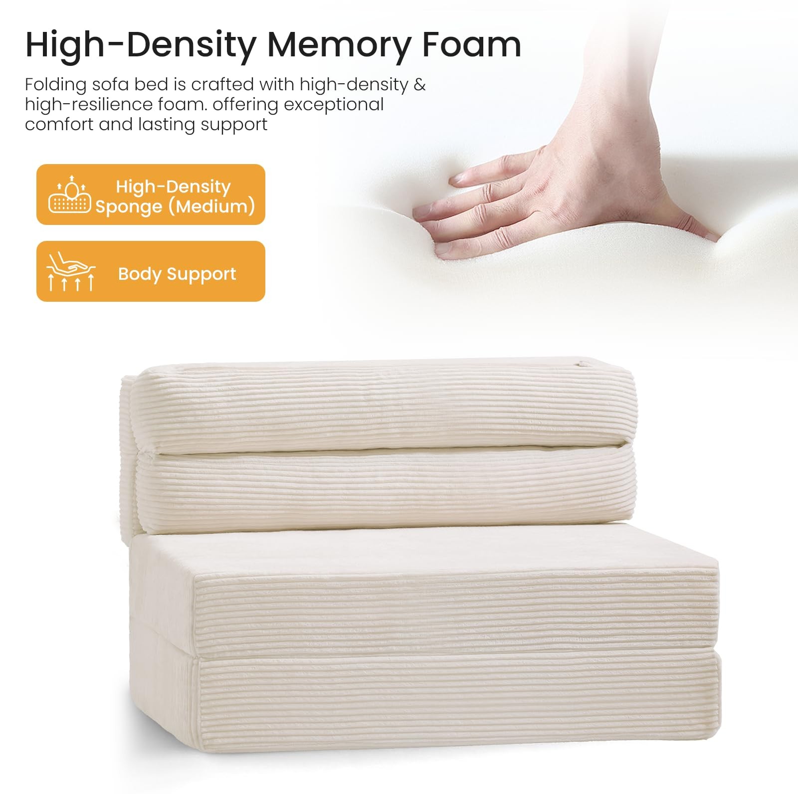 Folding Mattress, 3 in 1 Convertible Sofa Bed Fold Out Couch Bed Floor Couch …