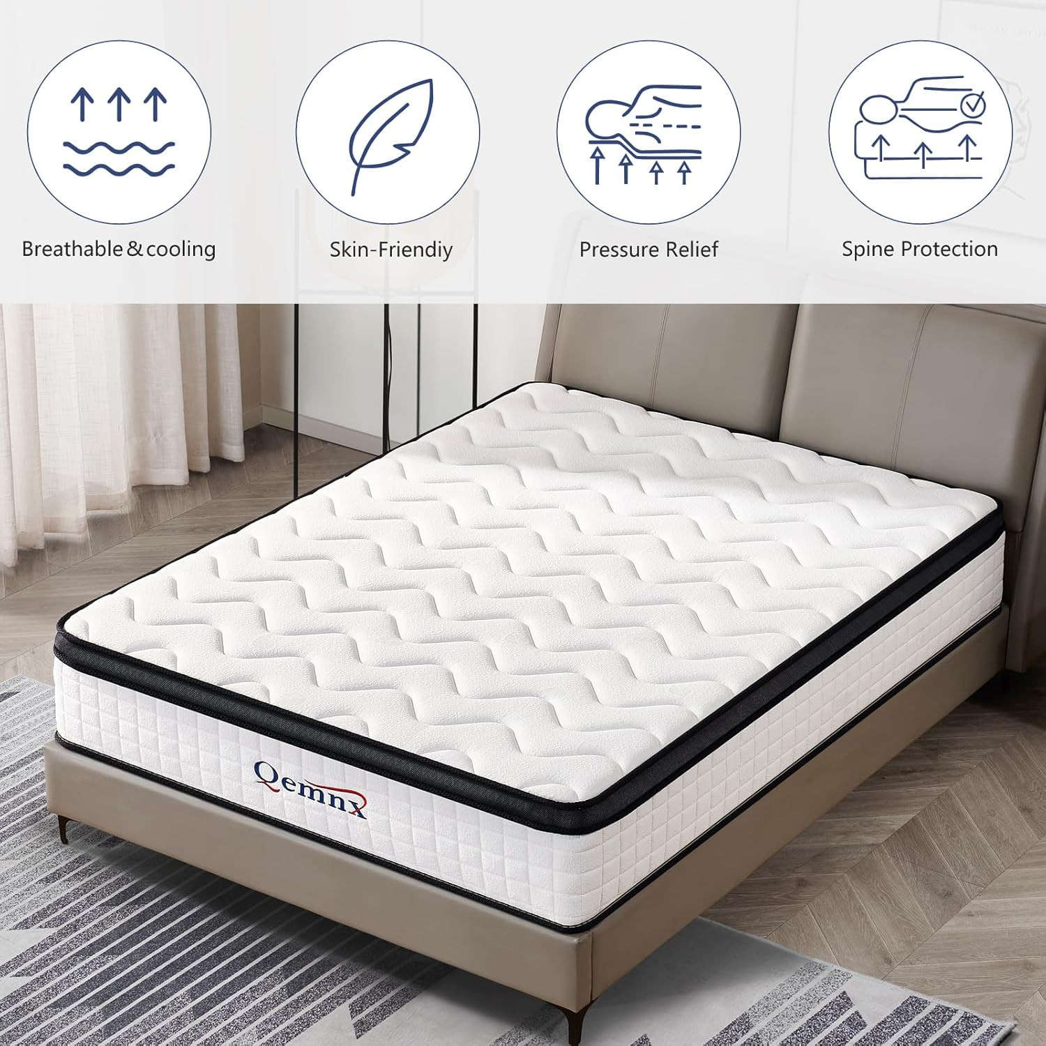 12 Inch Queen Hybrid Mattress – Medium Firm, Memory Foam & Responsive Pocket Spr