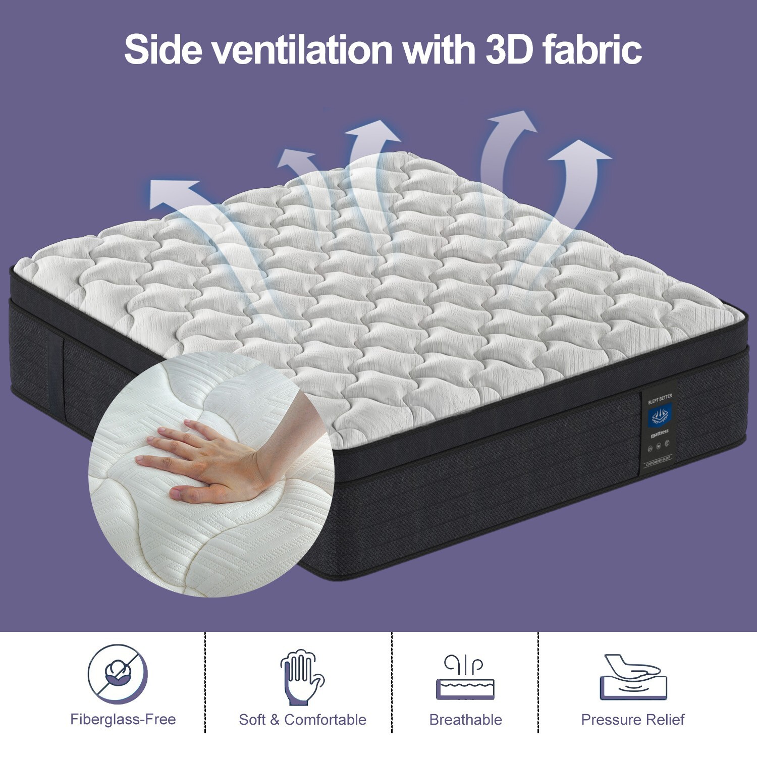 MRH 12-Inch Gel Memory Foam Mattress Twin Full Queen King Hybrid Mattress white