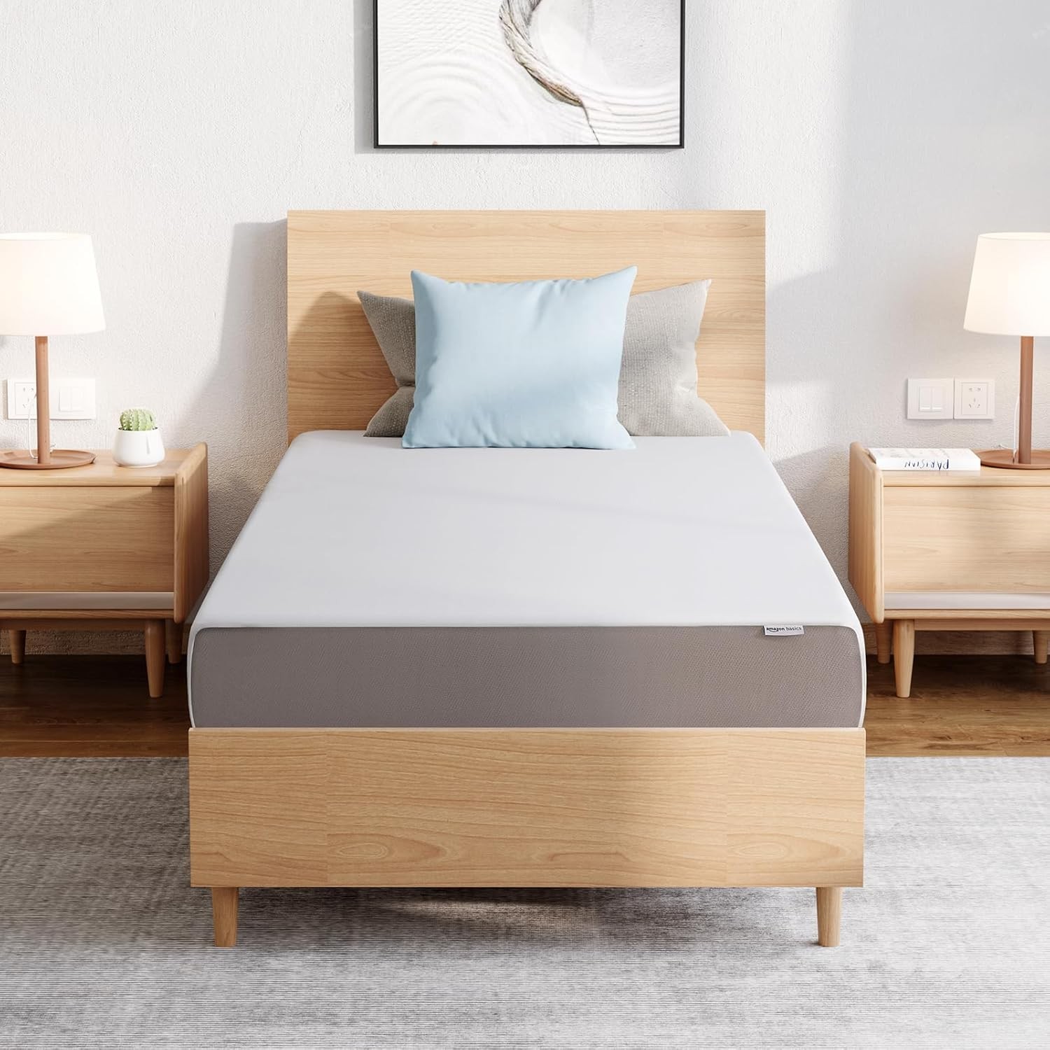 Memory Foam Mattress Soft Plush Feel 6 Inch Twin White/Grey
