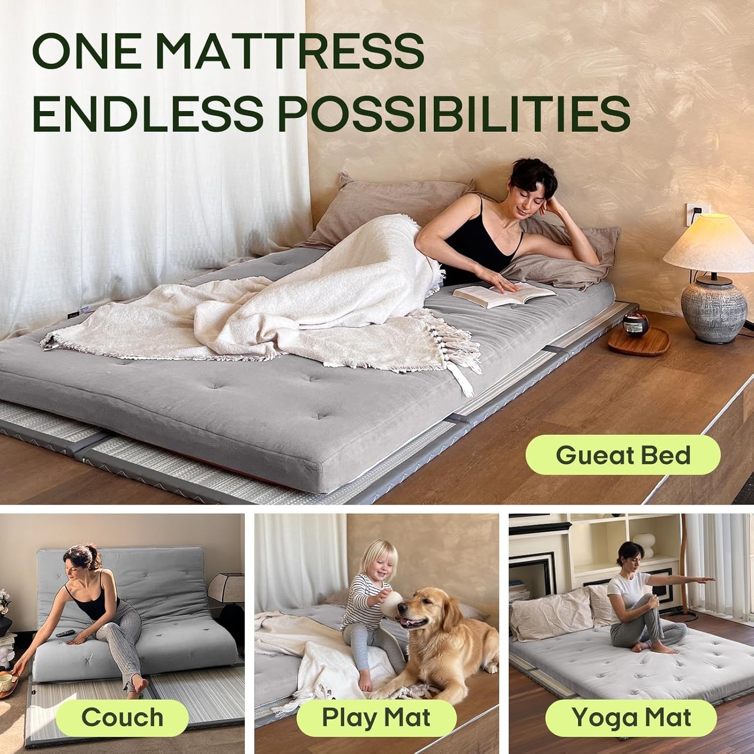 2.5″ Thick Japanese Floor Futon Mattress – Twin Size Cotton Sleep Pad for Travel