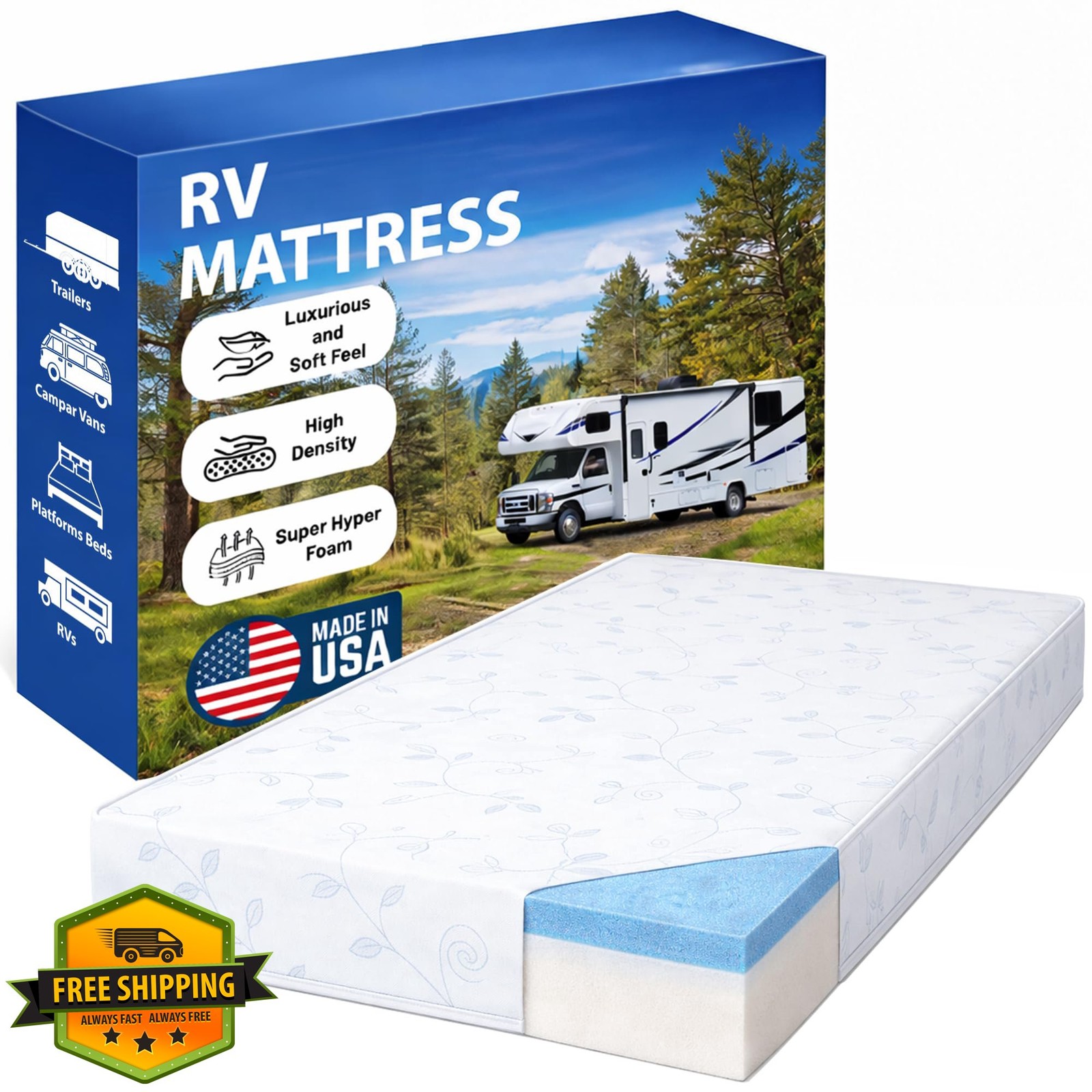 Greaton 6 Inch Gel Memory RV Mattress 72″ x 30″