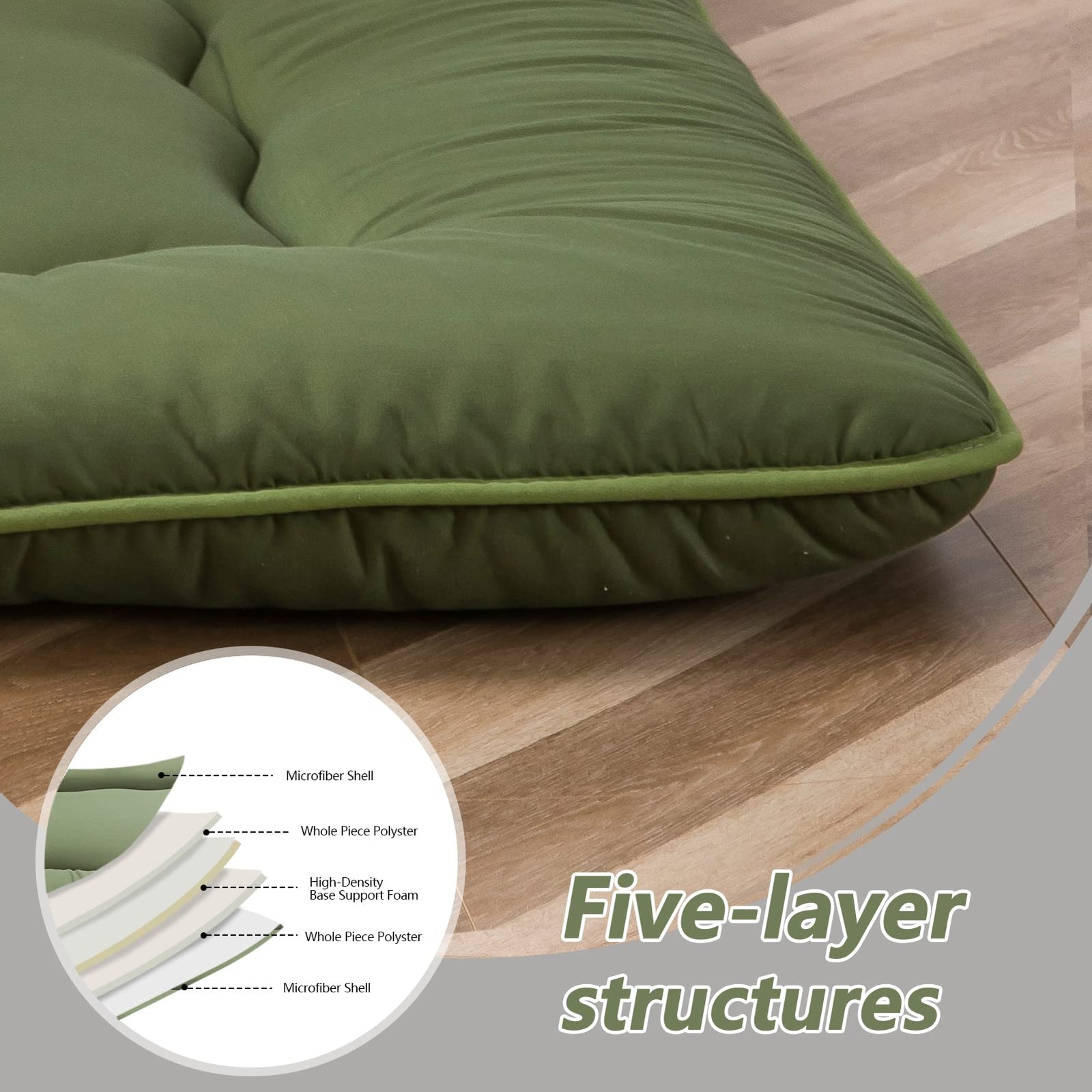 Cot Japanese Floor Futon Mattress, Single Size Tatami Mat Sleeping Pad Foldab…