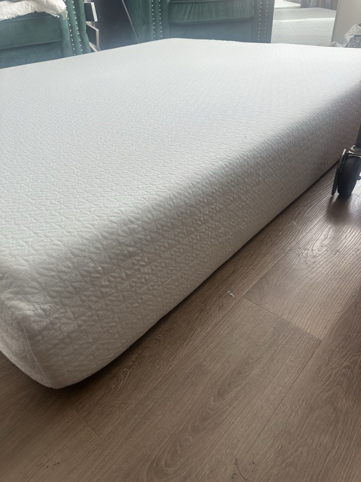 White Fabric Rectangle Mattress Geometric Pattern for Adults Bedroom