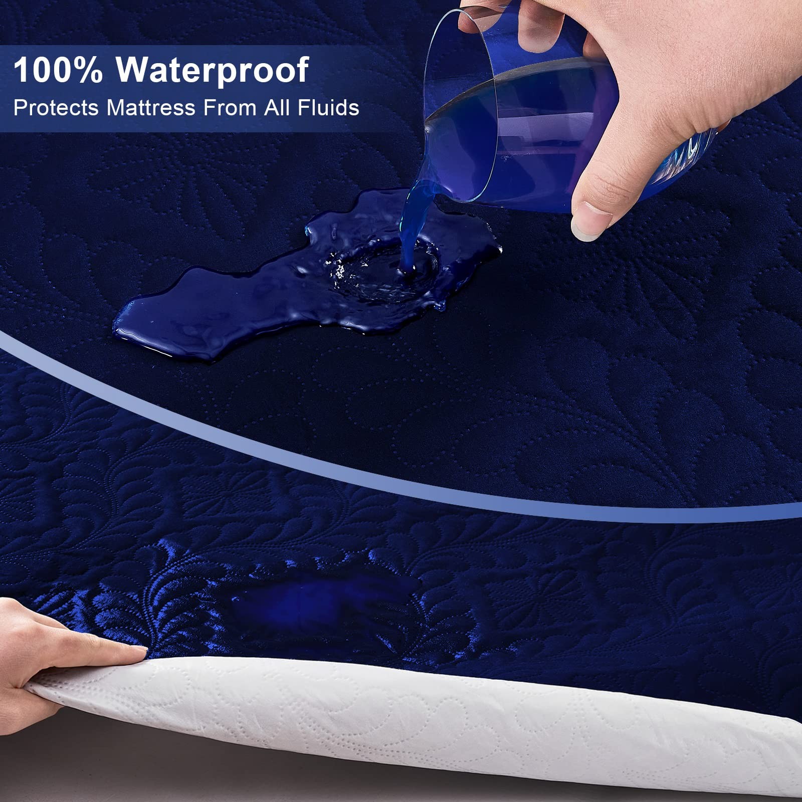 Sufdari Queen Mattress Protector, Navy Blue 3D Air, Queen, 3d Air