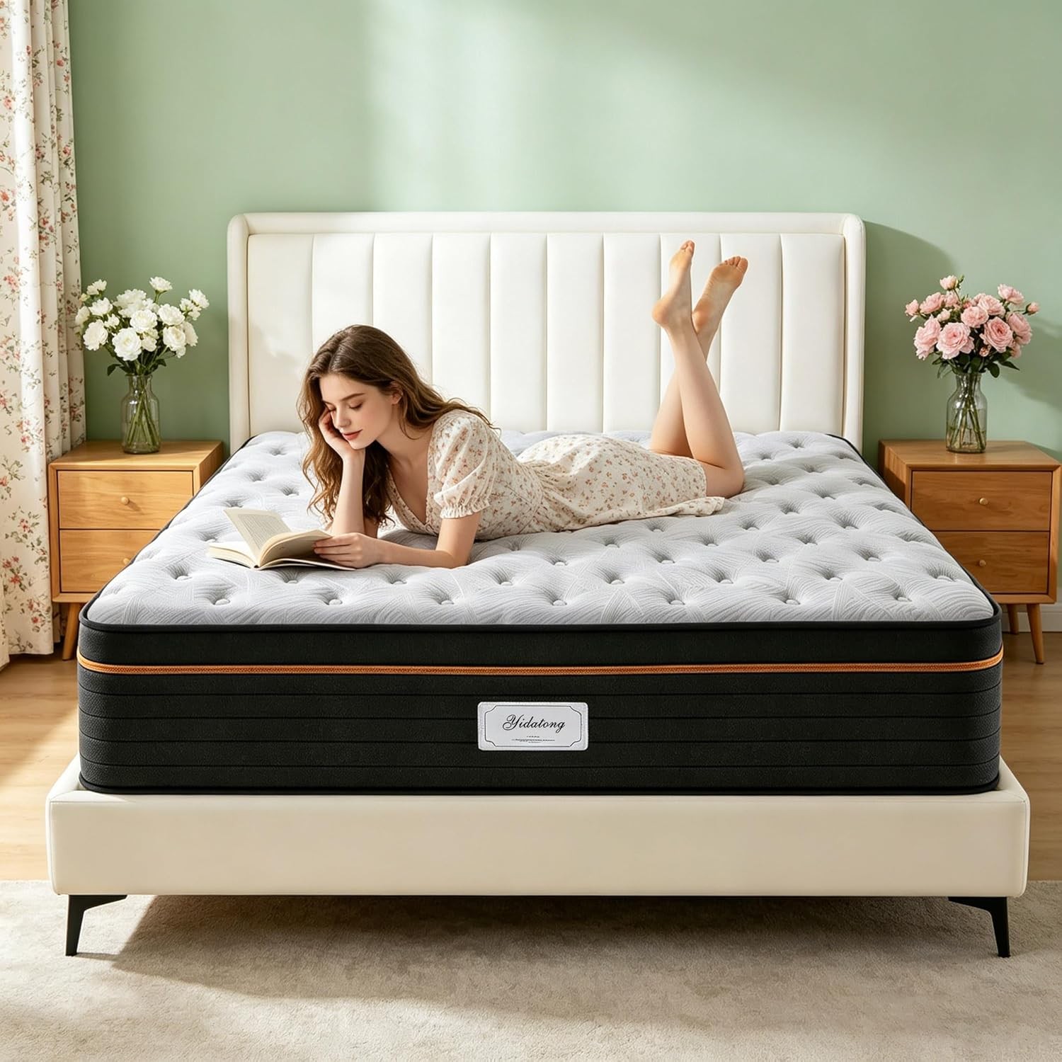 Queen Mattress 12 Inch Queen Size Mattress 365 Night Trial 7-Zone PLUSH Hybrid