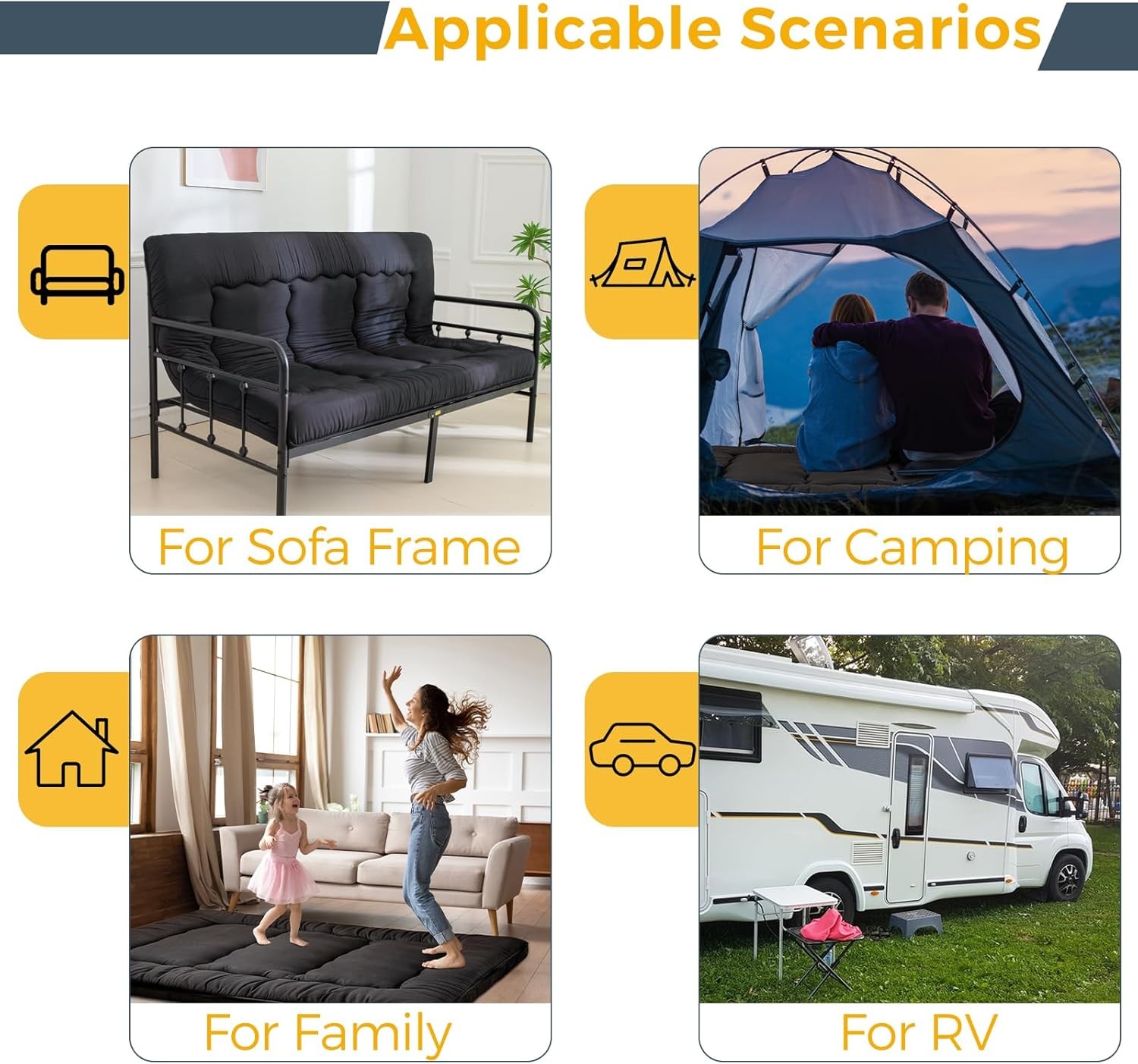 MAXYOYO 6in Extra Thick Japanese Floor Mattress Twin Black