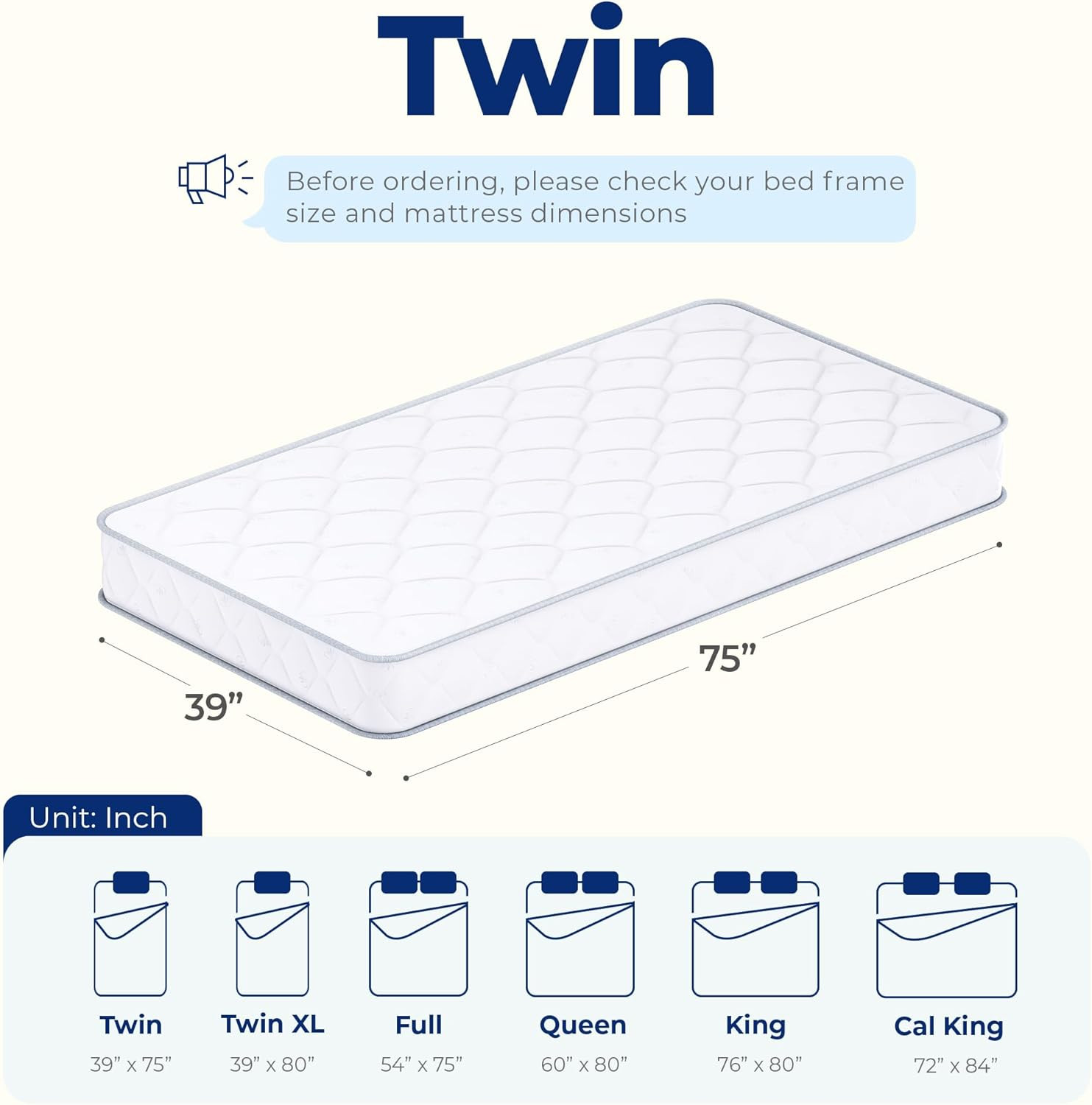 8″ Twin Hybrid Mattress – Cooling Gel Foam & Springs, CertiPUR-US Certified
