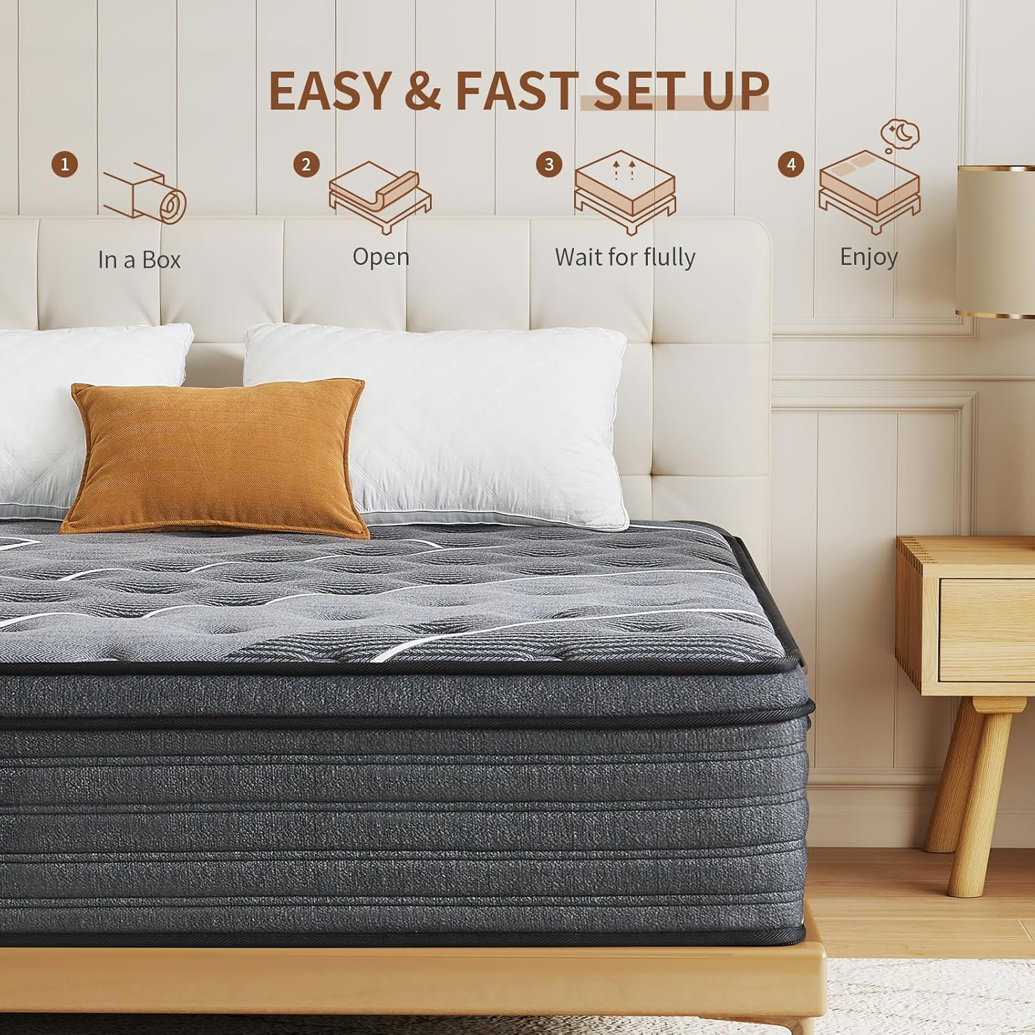 12 Inch Full Size Hybrid Mattress in a Box, Memory Foam Mattress with Pocket Spr