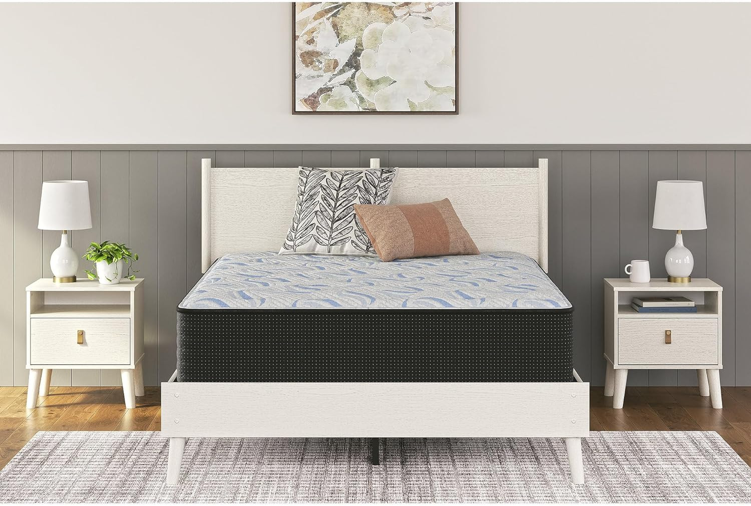 Ashley Elite Springs Plush California King Mattress – Fiberglass Free, Gray/Blue
