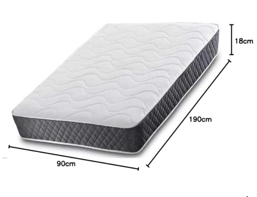 Black Luxury Budget mattress. Cool Touch, Quilted. Perfect for Bunk Beds, Cabin