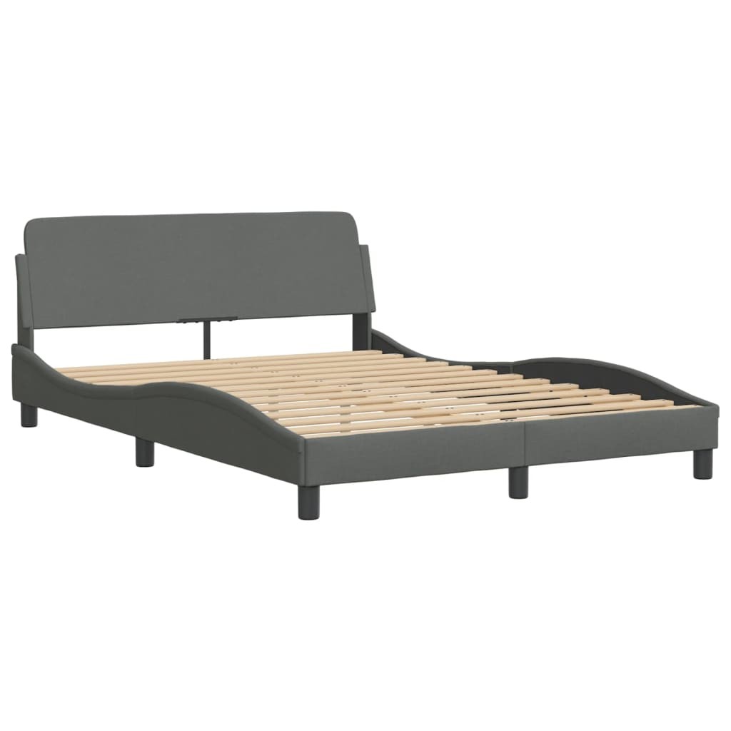 Bed Frame “Dover” Dark Gray 53.9″x74.8″ Fabric vidaXL