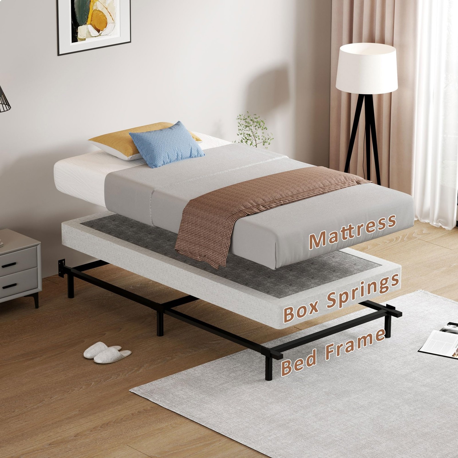 SHOANED Twin Size Box Springs – 5 Inch Low Profile Mattress Twin, 5