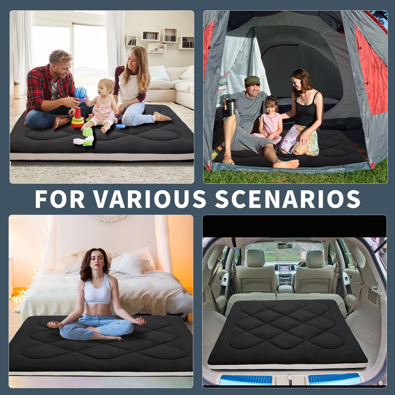 Thick Japanese Futon Mattress Roll-Up Sleeping Pad Floor Bed Couch Mat