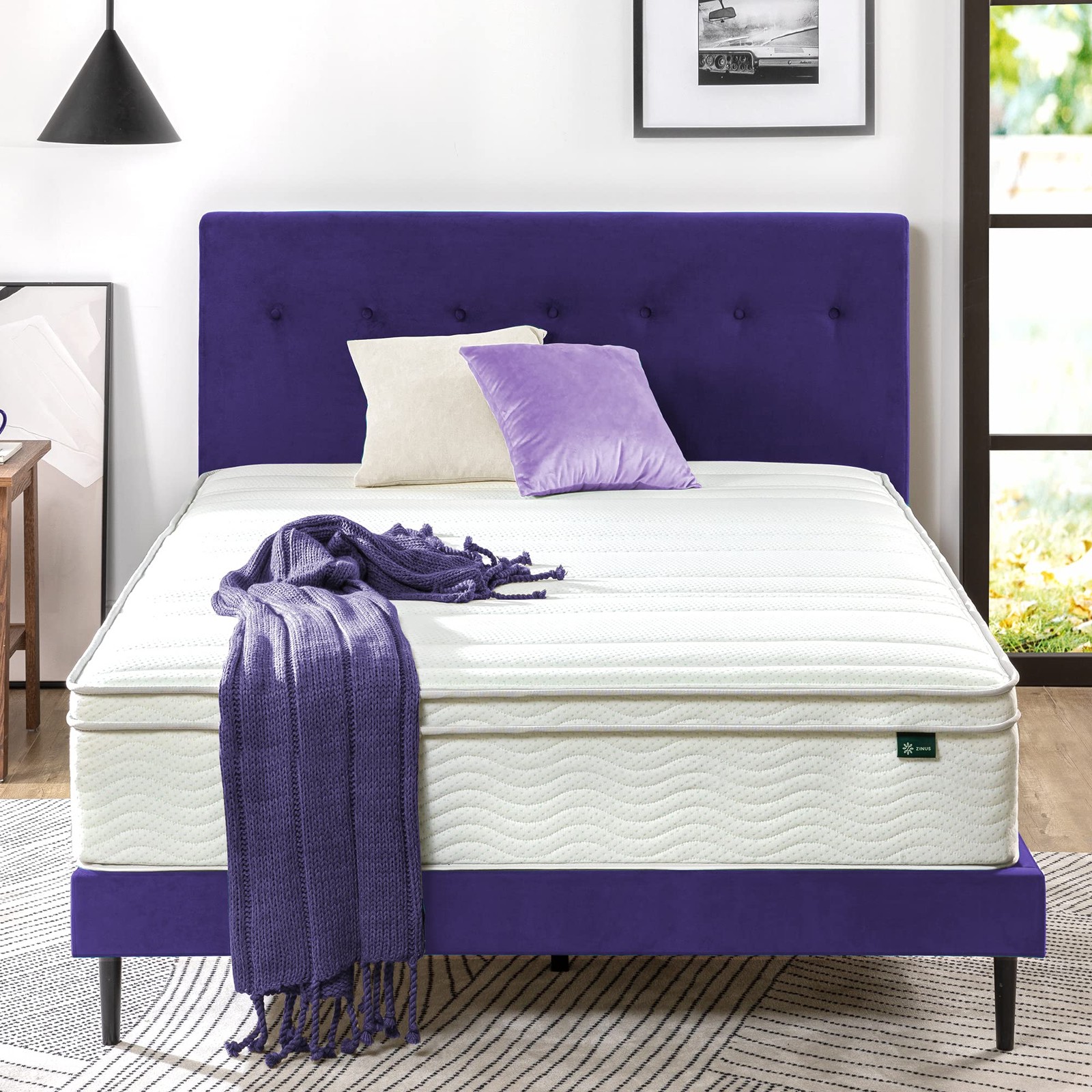 ZINUS 12″ Foam & Spring Mattress, Full, CertiPUR-US, No Assembly Required, White