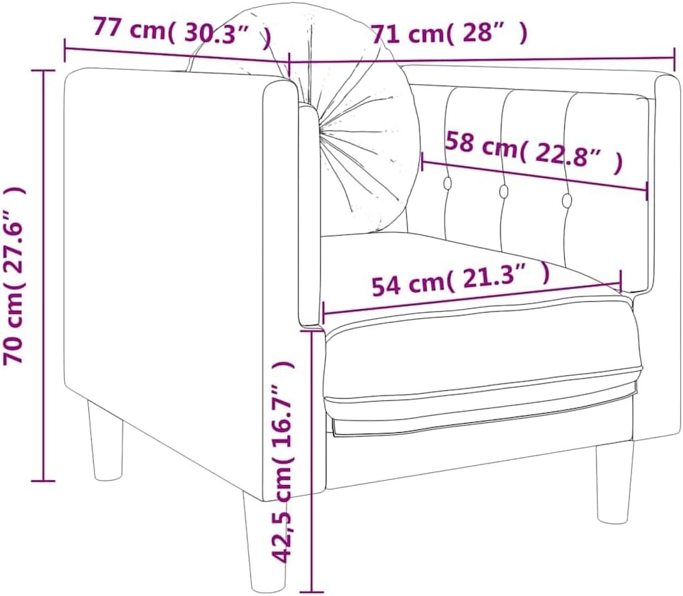 Bla Veet Sofa Chair, Modern Single Seater Couch for Living Room,