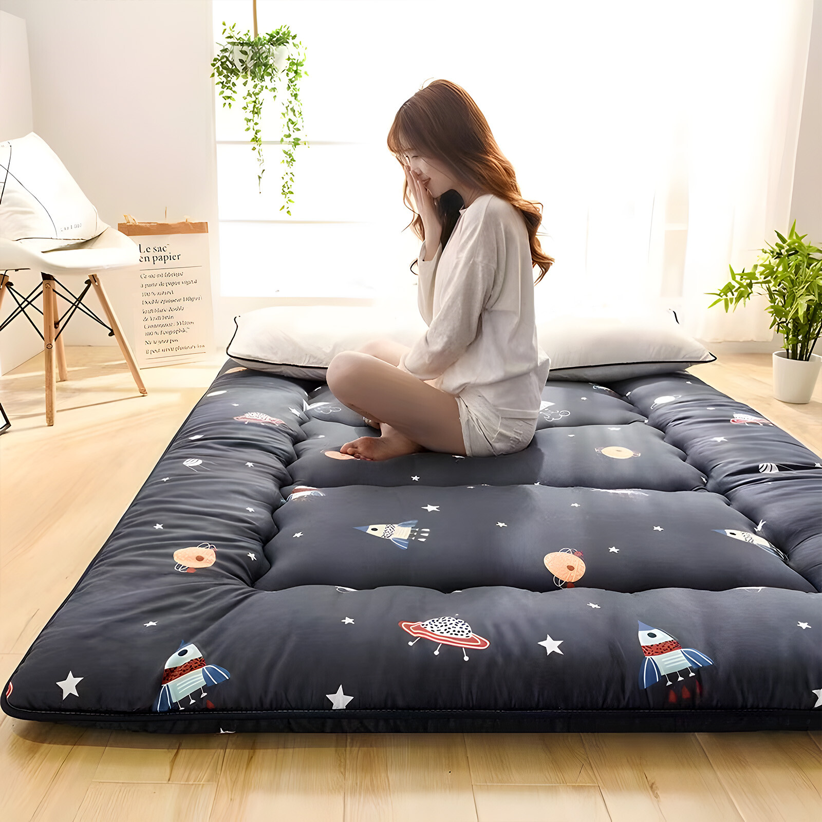 Japanese Futon Mattress Soft Tatami Floor Sleep Mat Foldable for Travel Camping
