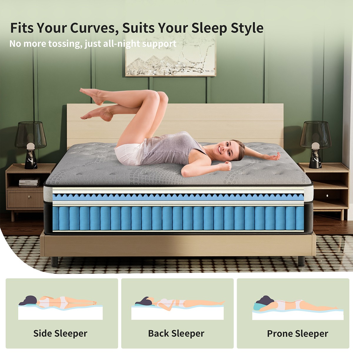 12″ 14″ Hybrid Mattress Gel Memory Foam Pocket Coils Twin Full Queen King in Box