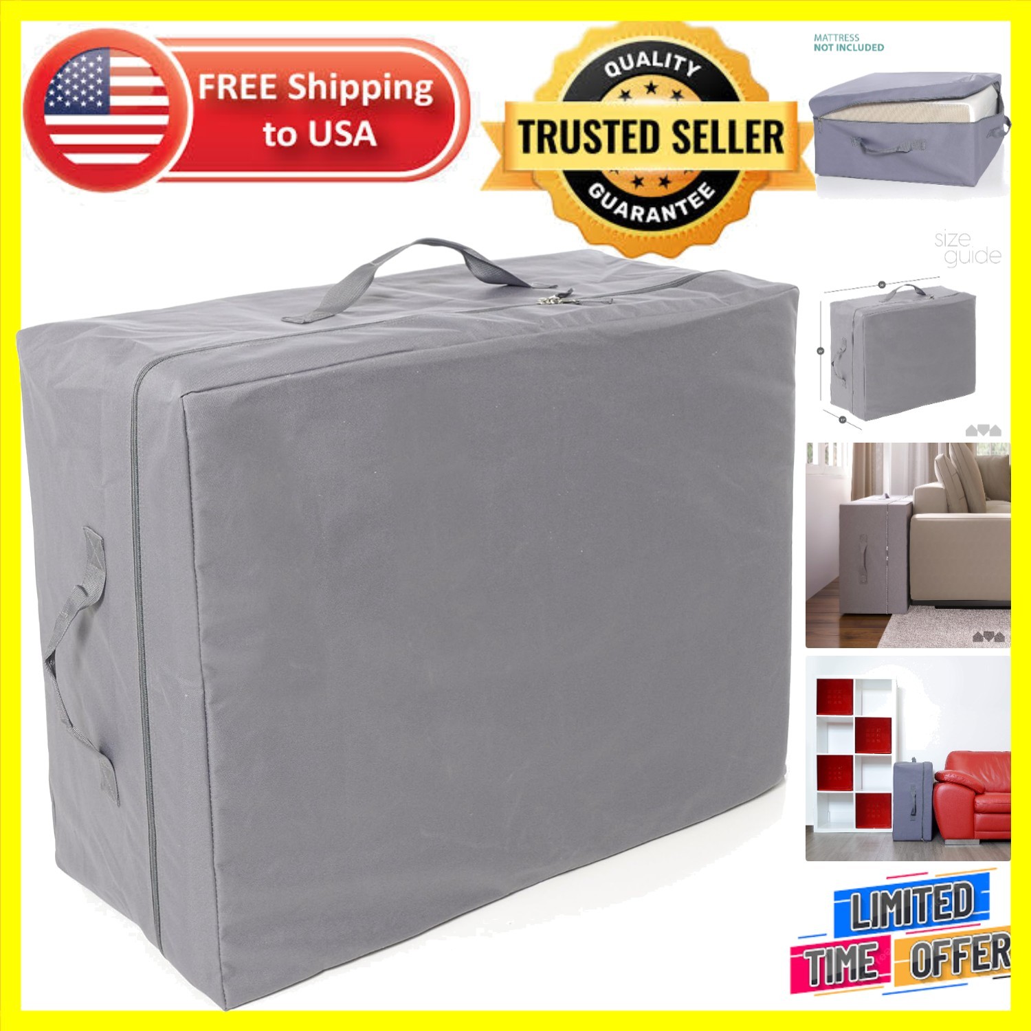 Elegant Carry Case for Progressive Twin Tri-Fold Mattress 75″x38″ – Travel Ready