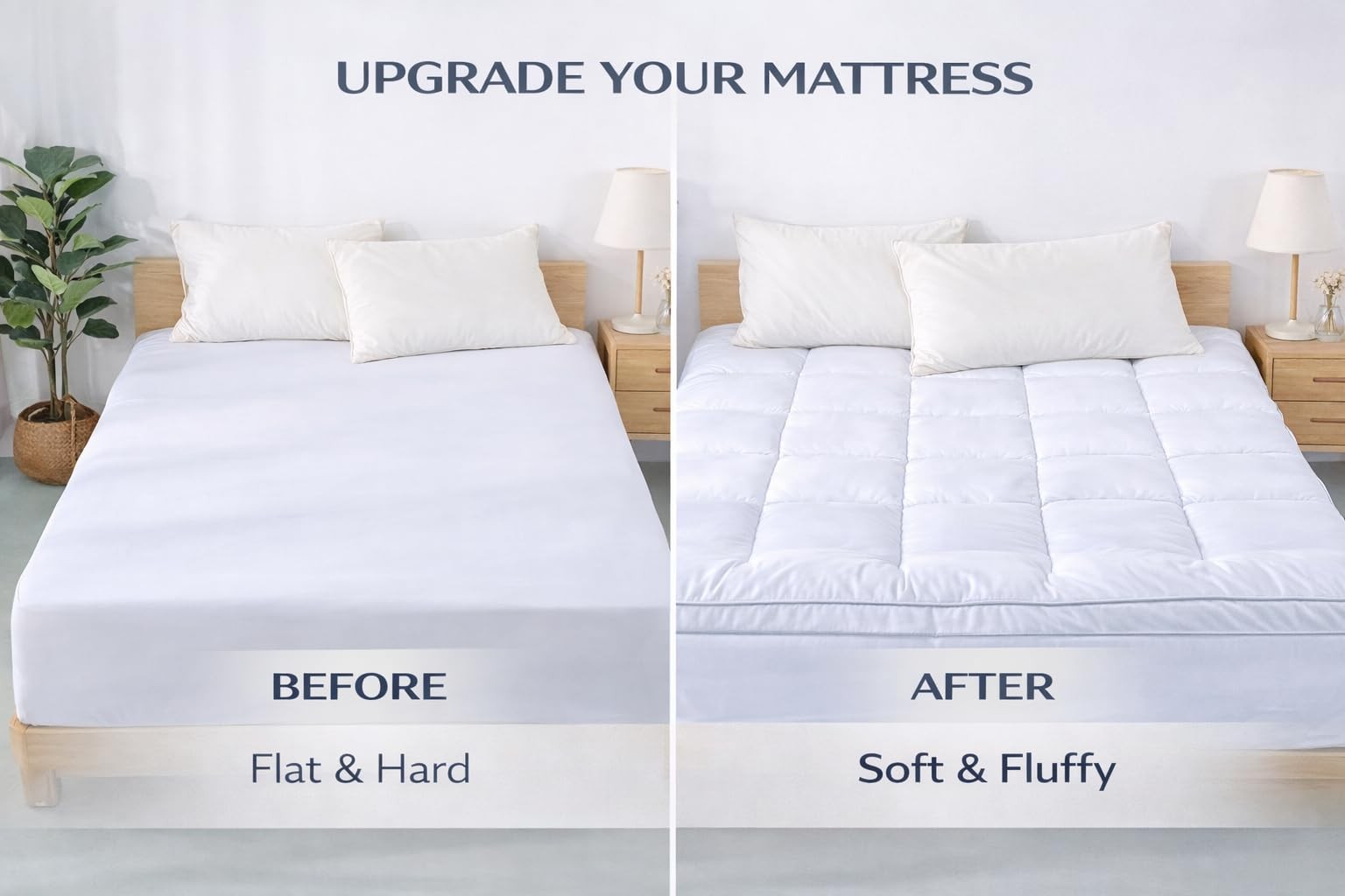 Mattress Pad Cover Queen, Quilted Pillow Top Mattress Protector, Soft Microfi…