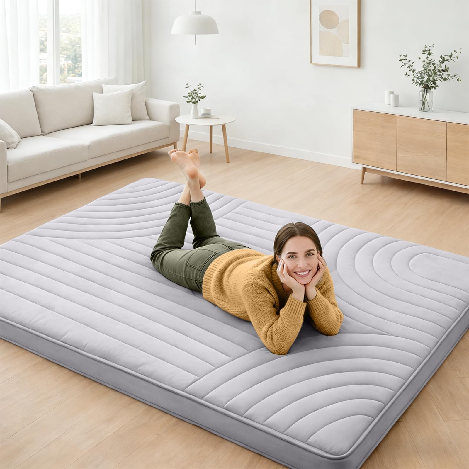 Japanese Floor Mattress Futon Mattress Queen Size, Thicken Roll Up Tatami Mat…