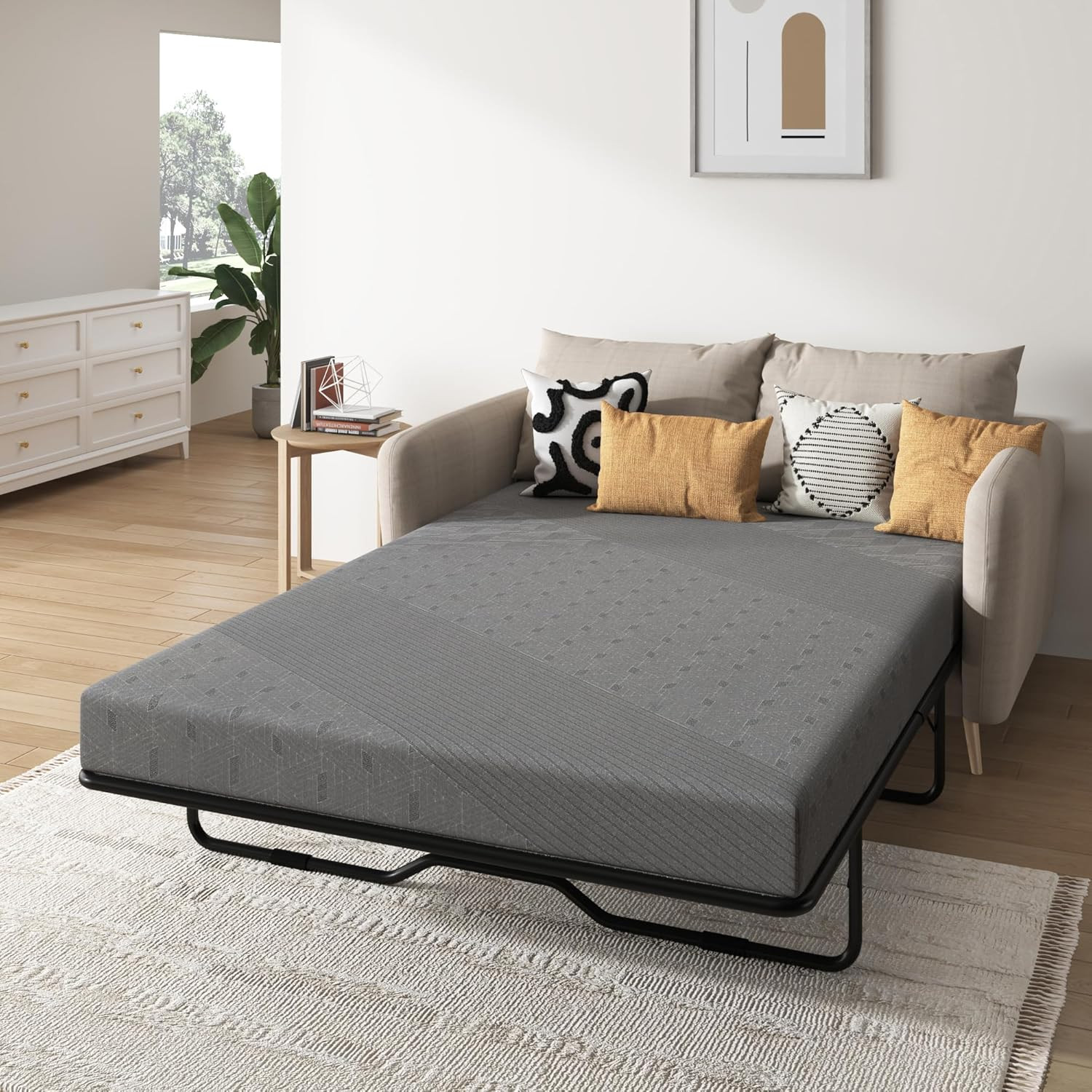 4″ Gel Memory Foam Sofa Cushion with Removable Cover & Non-Slip Bottom