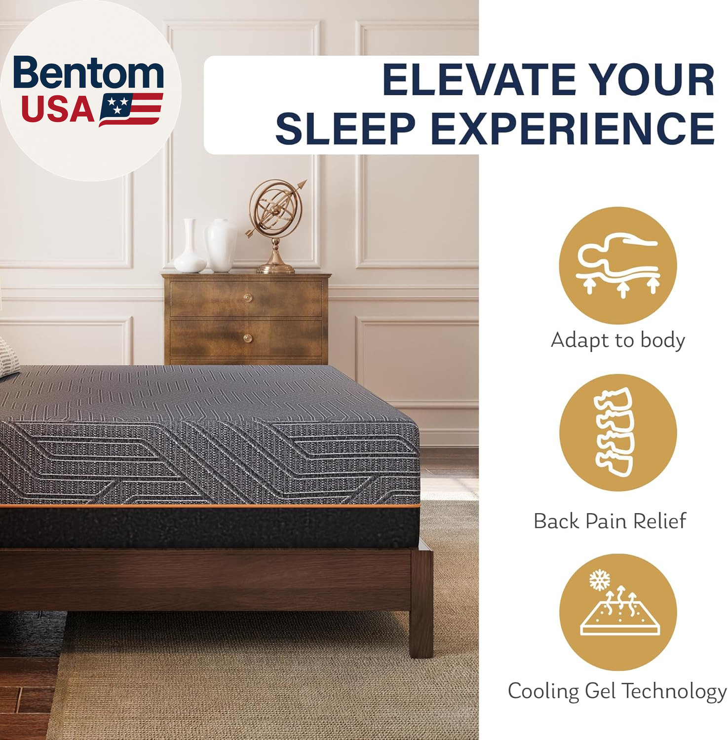 EGOHOME 14 Inch Twin Mattress, Copper Gel Memory Foam Mattress for Pain Relief,
