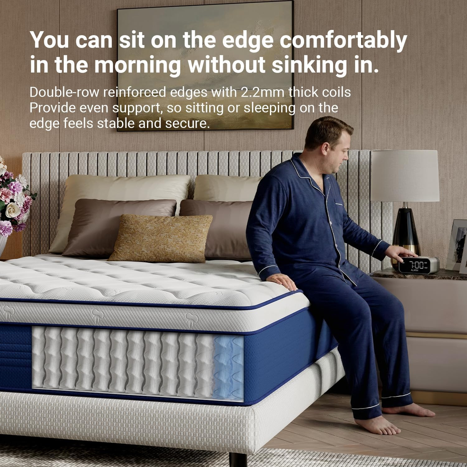 12″ Queen Hybrid Mattress, Hypoallergenic & Back Pain Relief, No Box Spring Need