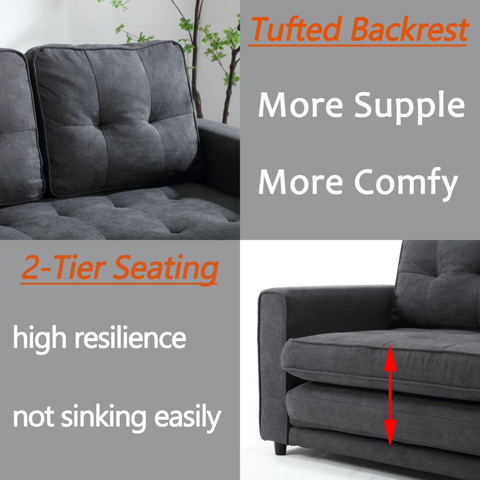 MWrouqfur Folding Futon Sleeper Sofa with Pull Out Couch Bed,Modern Black