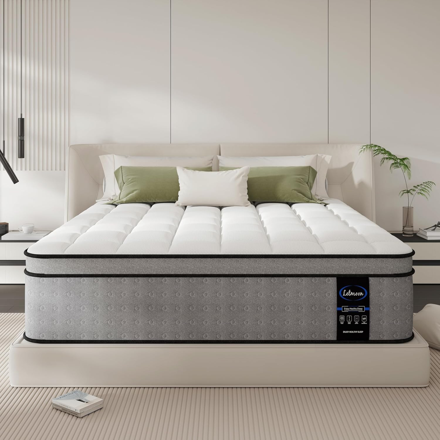 California King Mattress, 12 Inch Hybrid Cal King Mattress with Memory Foam, Poc