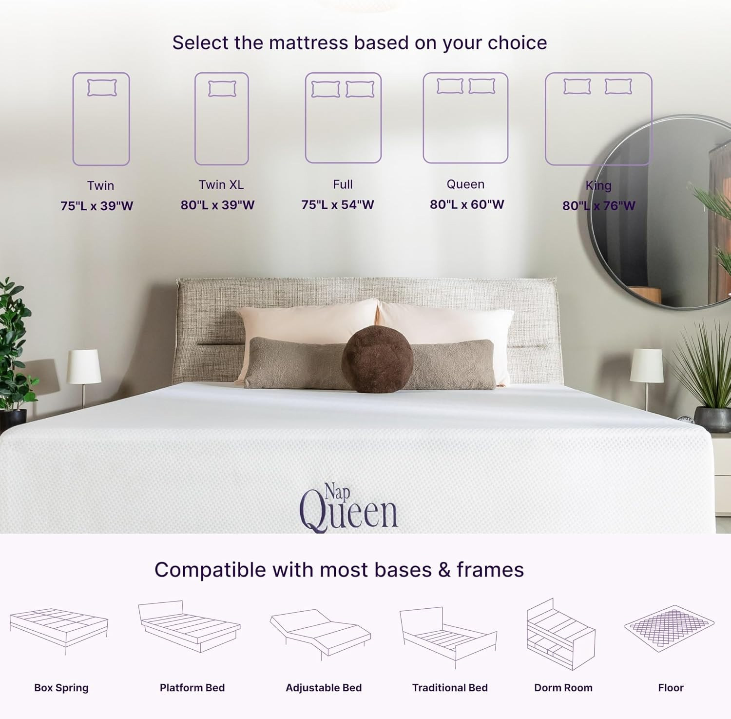 8 Inch Full Size Mattress, Bamboo Charcoal Memory Foam Mattress, Bed in a Box