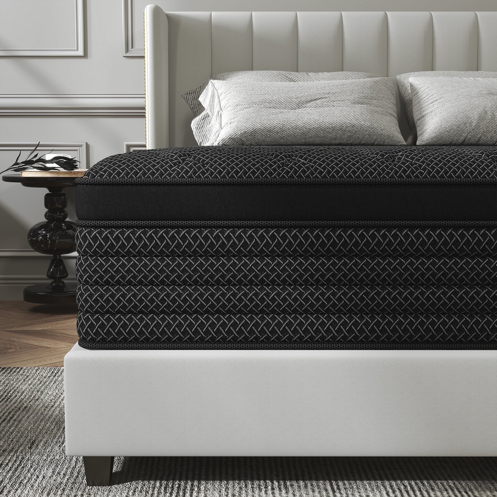 Kviwasha 12 Inch Queen Hybrid Mattress, Pocket Innerspring, Cooling Gel Memory