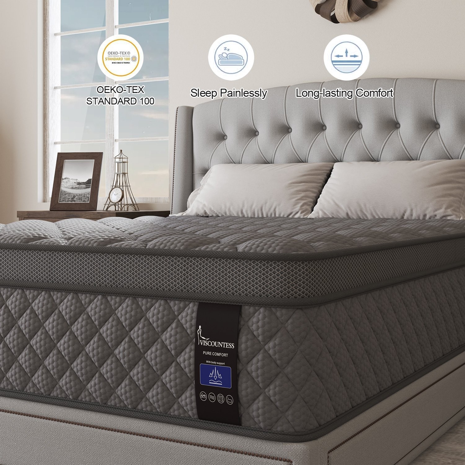 10″ Twin Full Queen King Size Mattress in a Box Hybrid Spring Gel Memory Foam