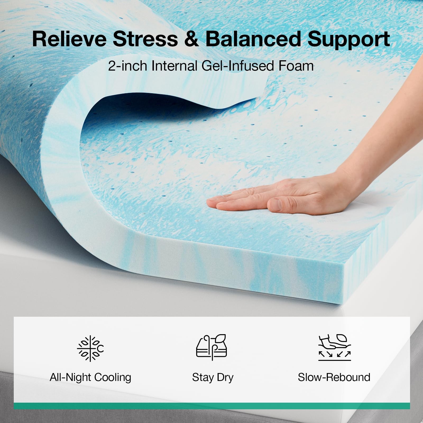 Dual-Layer 2+2 Inch Memory Foam Mattress Topper with Detachable Cooling Cover…