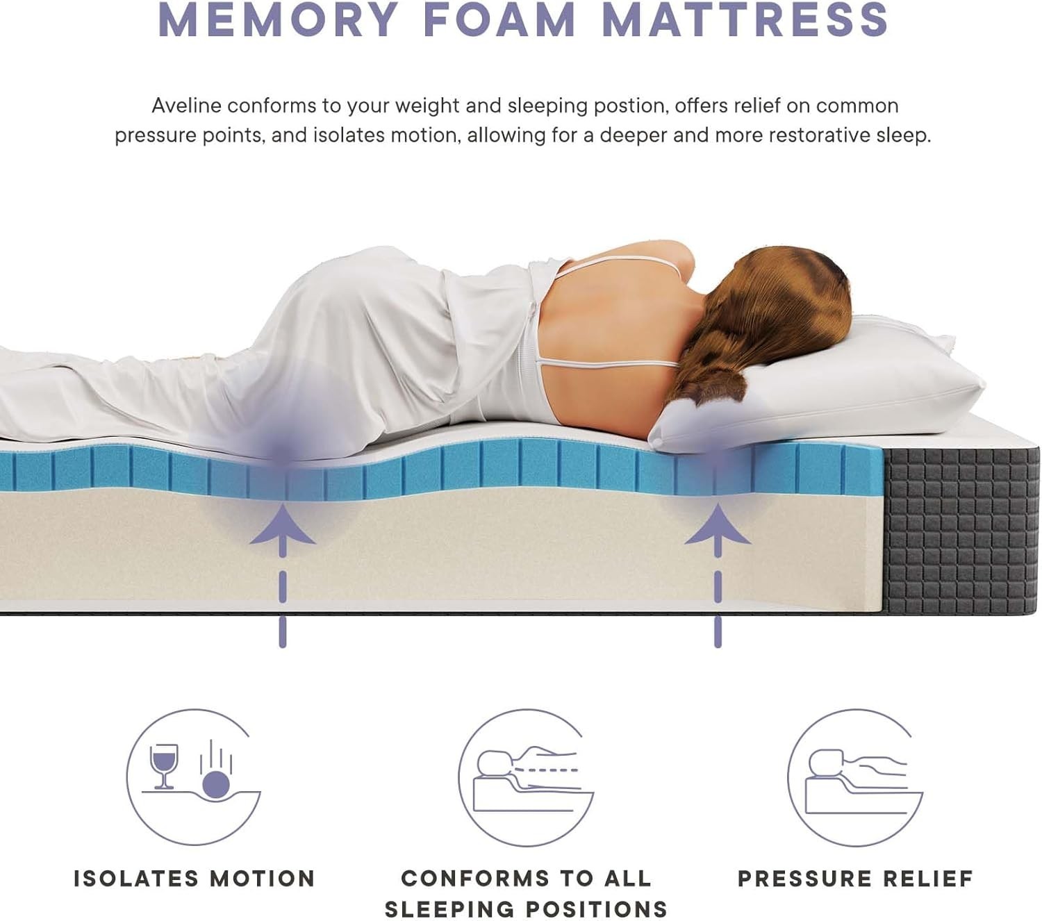 Aveline Gel Infused Memory Mattress with CertiPUR-US Certified Foam Queen White