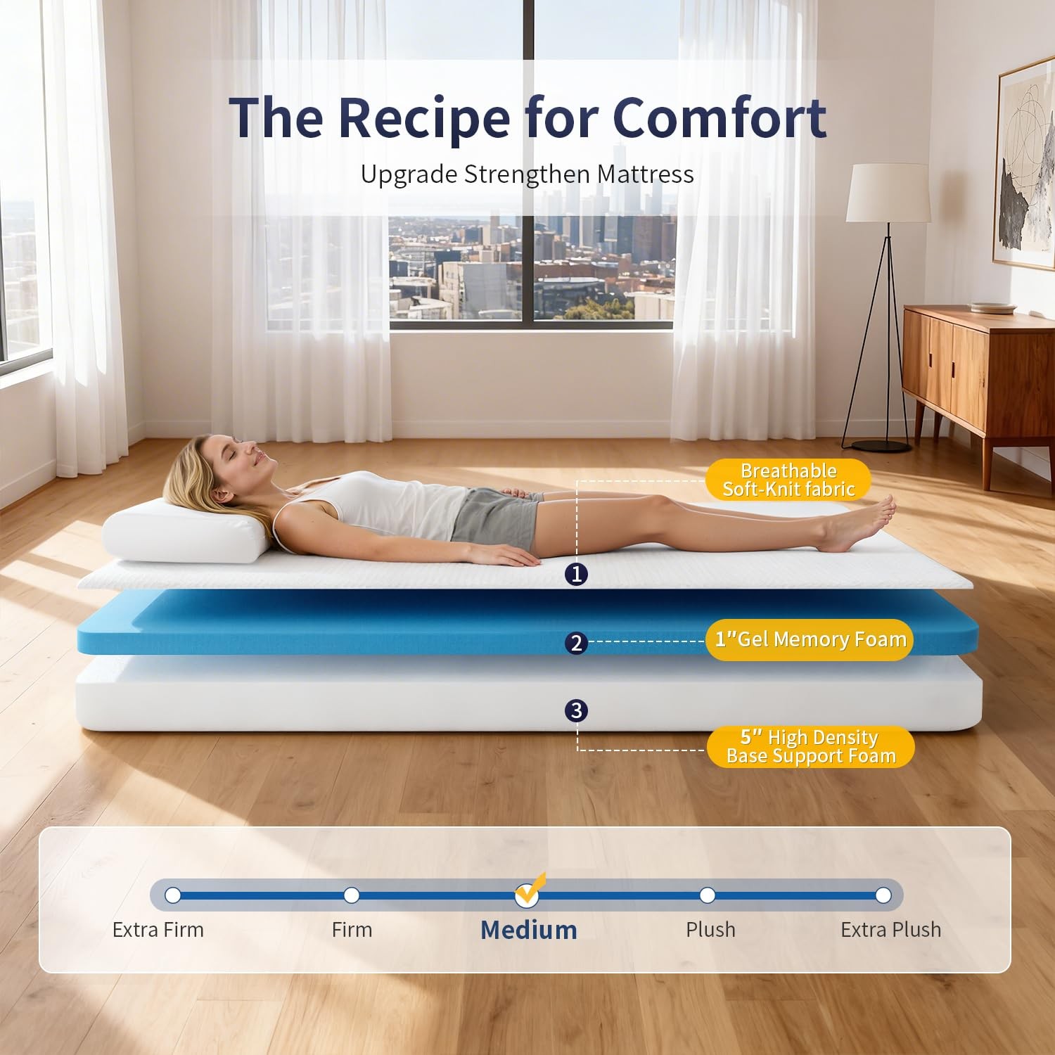 FDW | 6 Inch Twin Mattress | Medium Firm | Gel Memory Foam Mattress | White |…