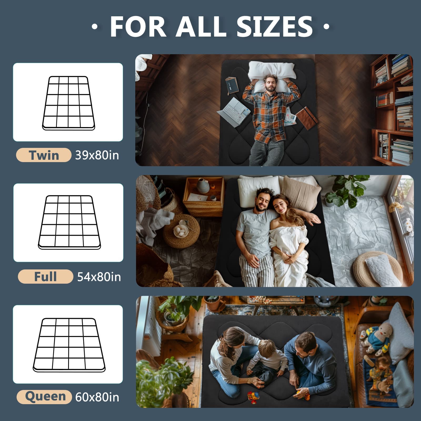 Thick Japanese Futon Mattress Roll-Up Sleeping Pad Floor Bed Couch Mat