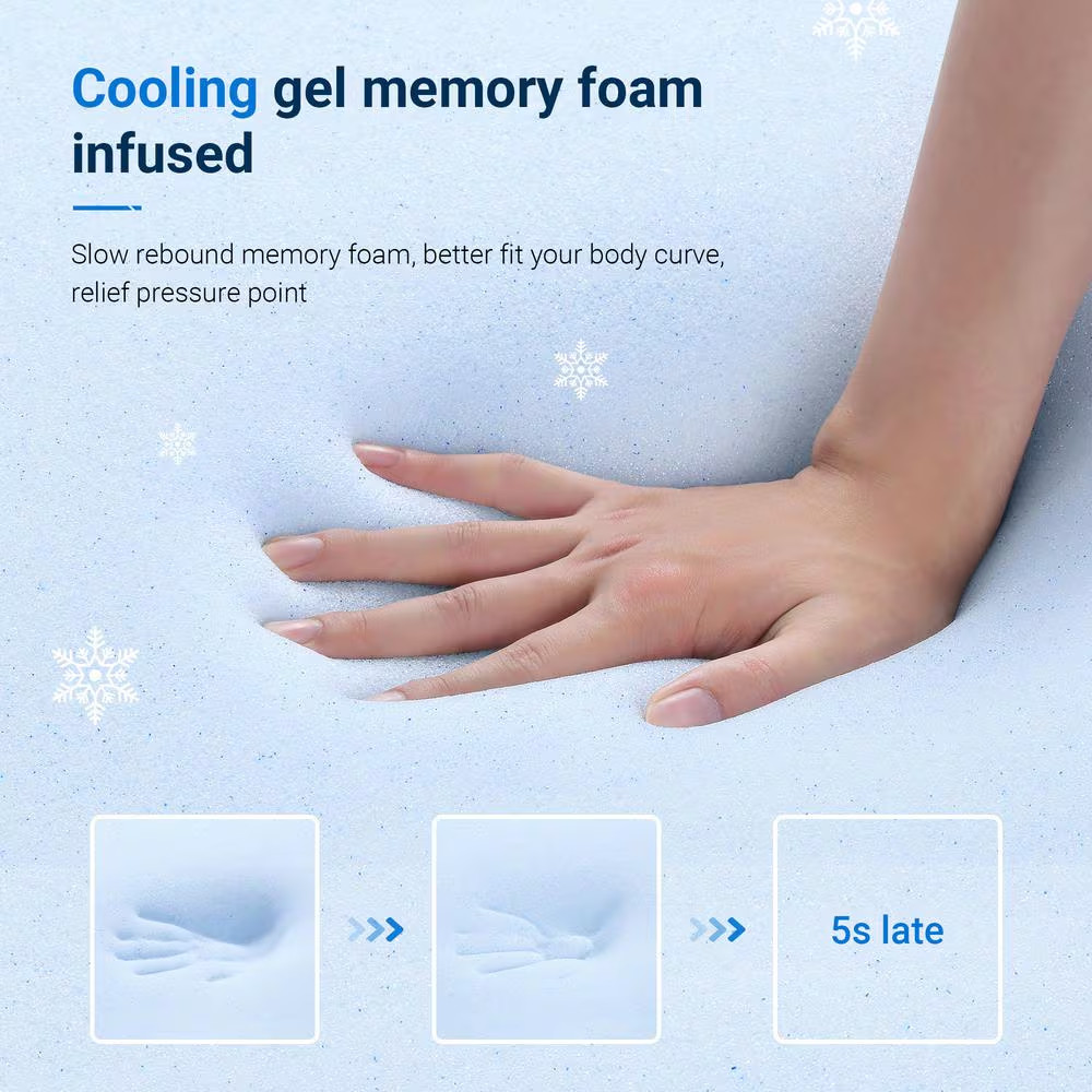 12 In. Medium Hybrid Gel Foam Mattress，Pillow Top Queen Mattress
