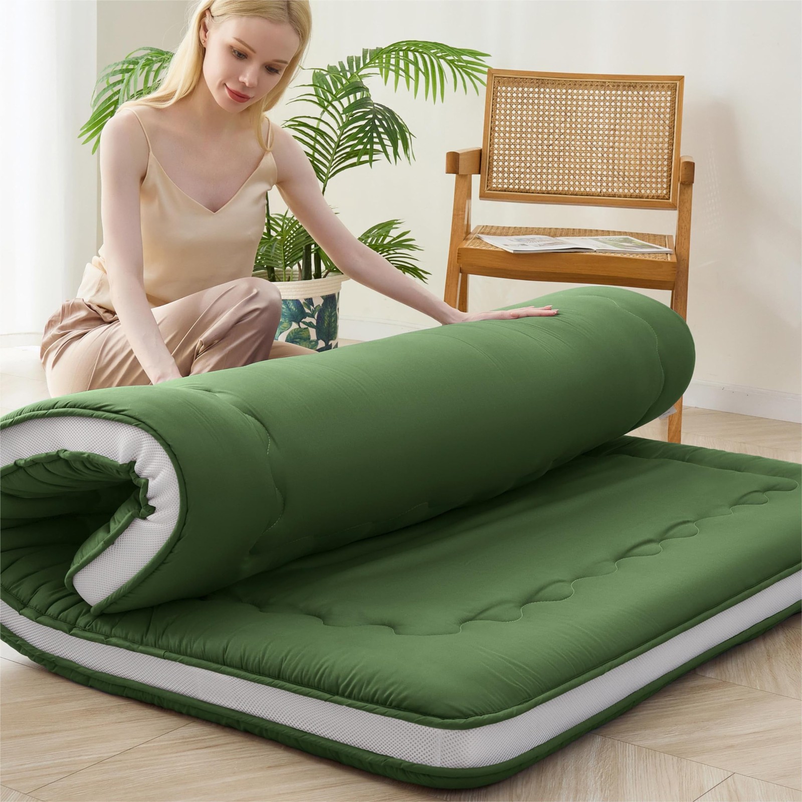 Japanese Futon Mattress Floor Mattress Twin Size, 4″ Thicken Foldable & Porta…