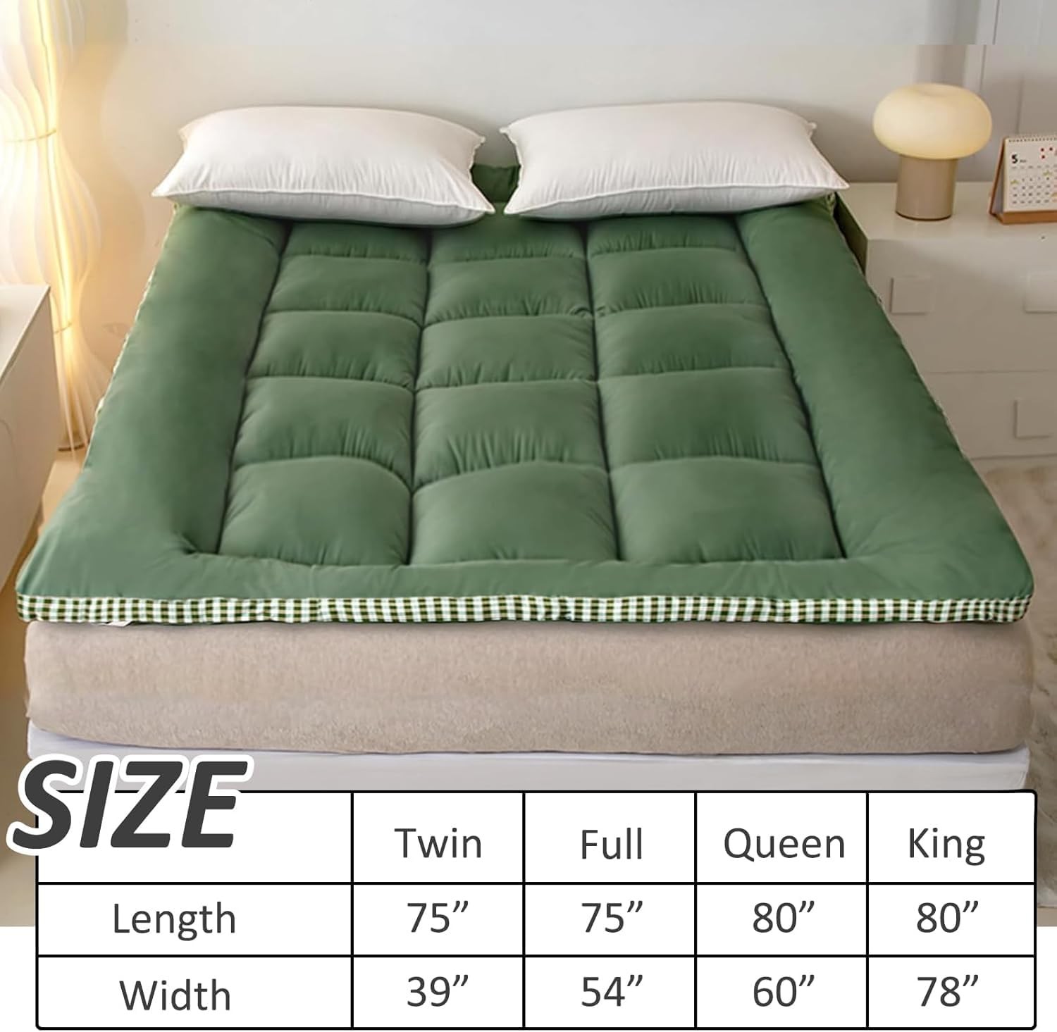 Thick Mattress Topper Full Size – Non-Slip Mattress Pad Cover for Back Pain B…