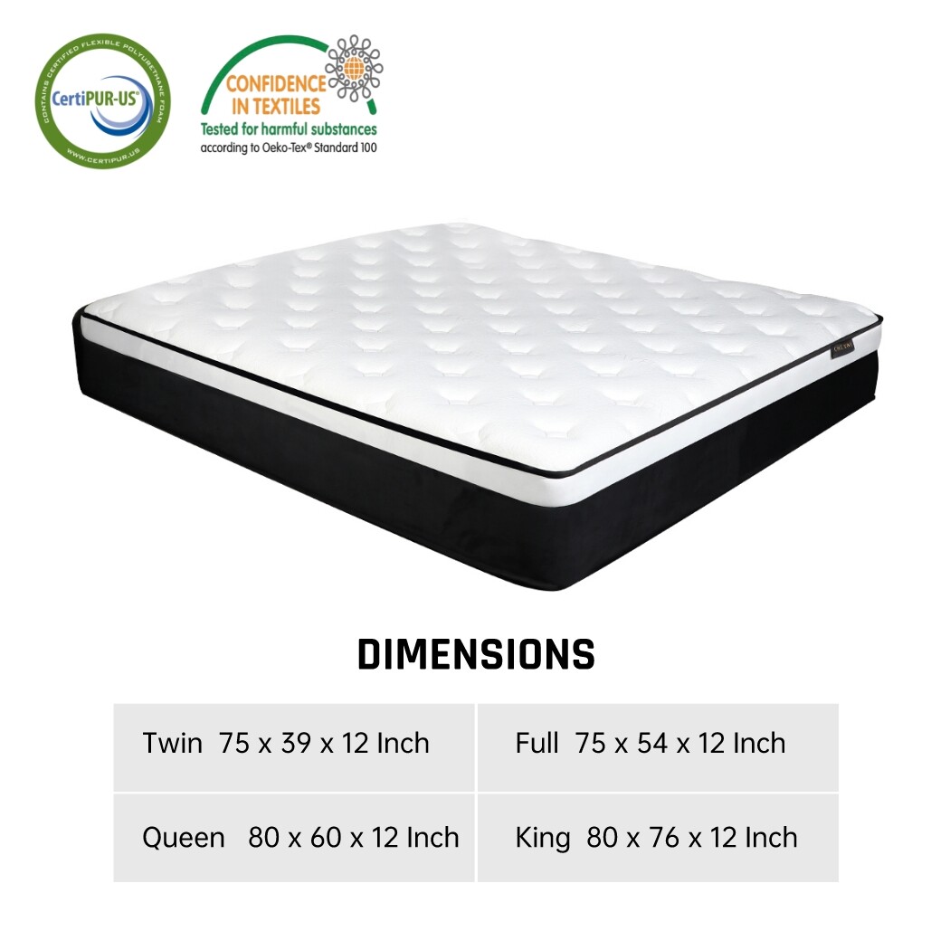 12” Mattress Twin Full Queen King Size Luxury Medium InnerSpring Bed in a box