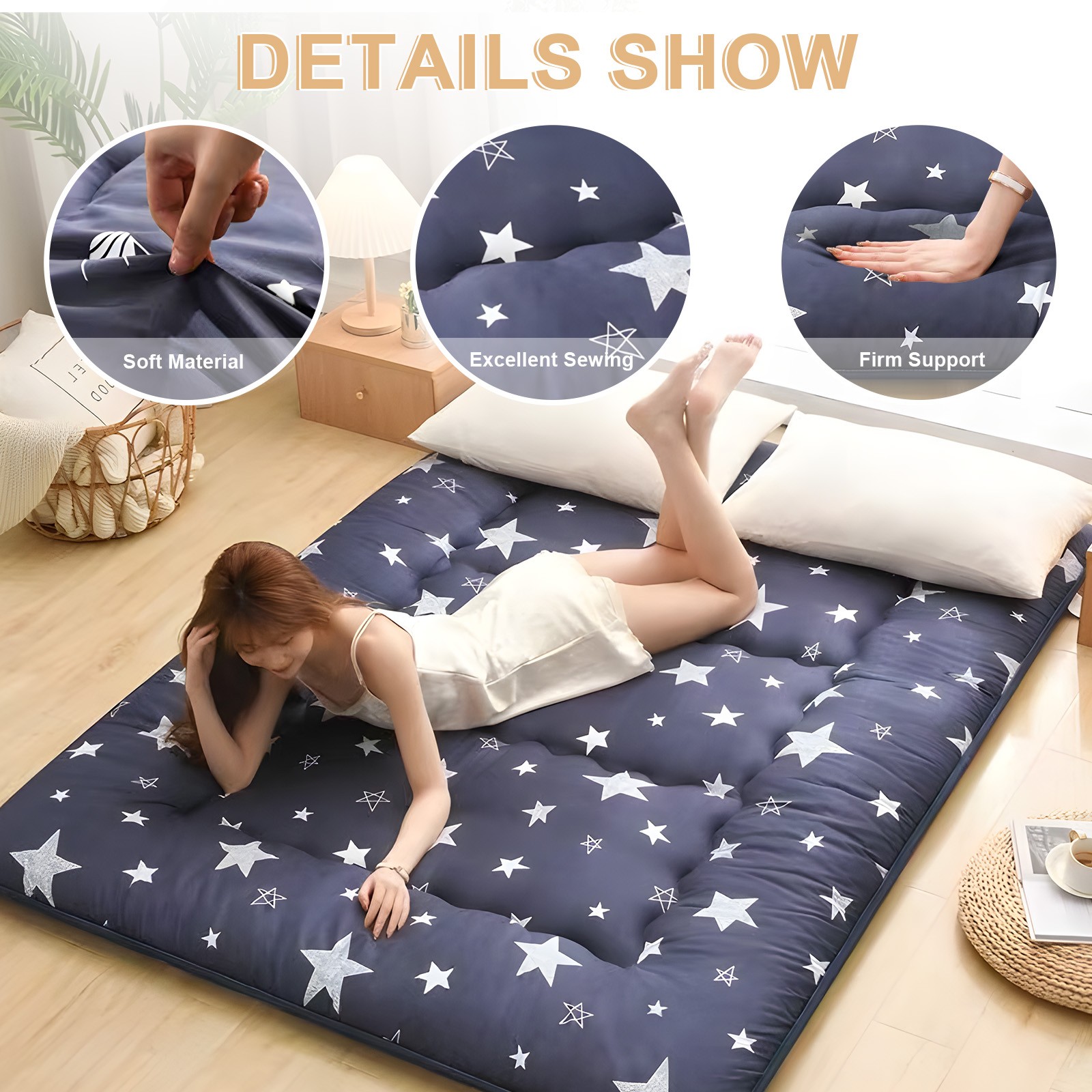 Japanese Sleeping Floor Mattress Foldable Roll Up Futon Tatami Mat for RV Home