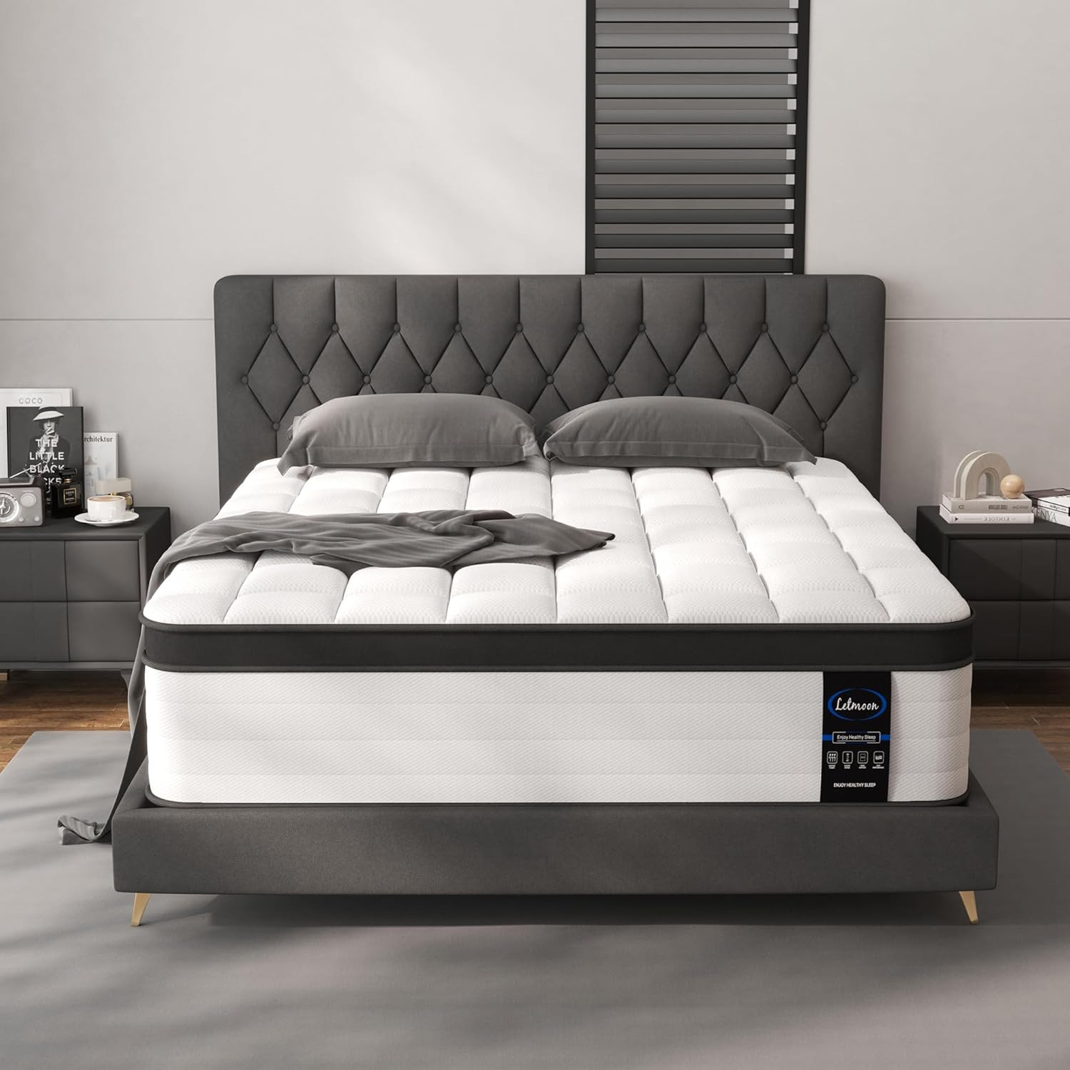 14″ King Size Hybrid Mattress, Medium Firm Memory Foam & Pocket Springs