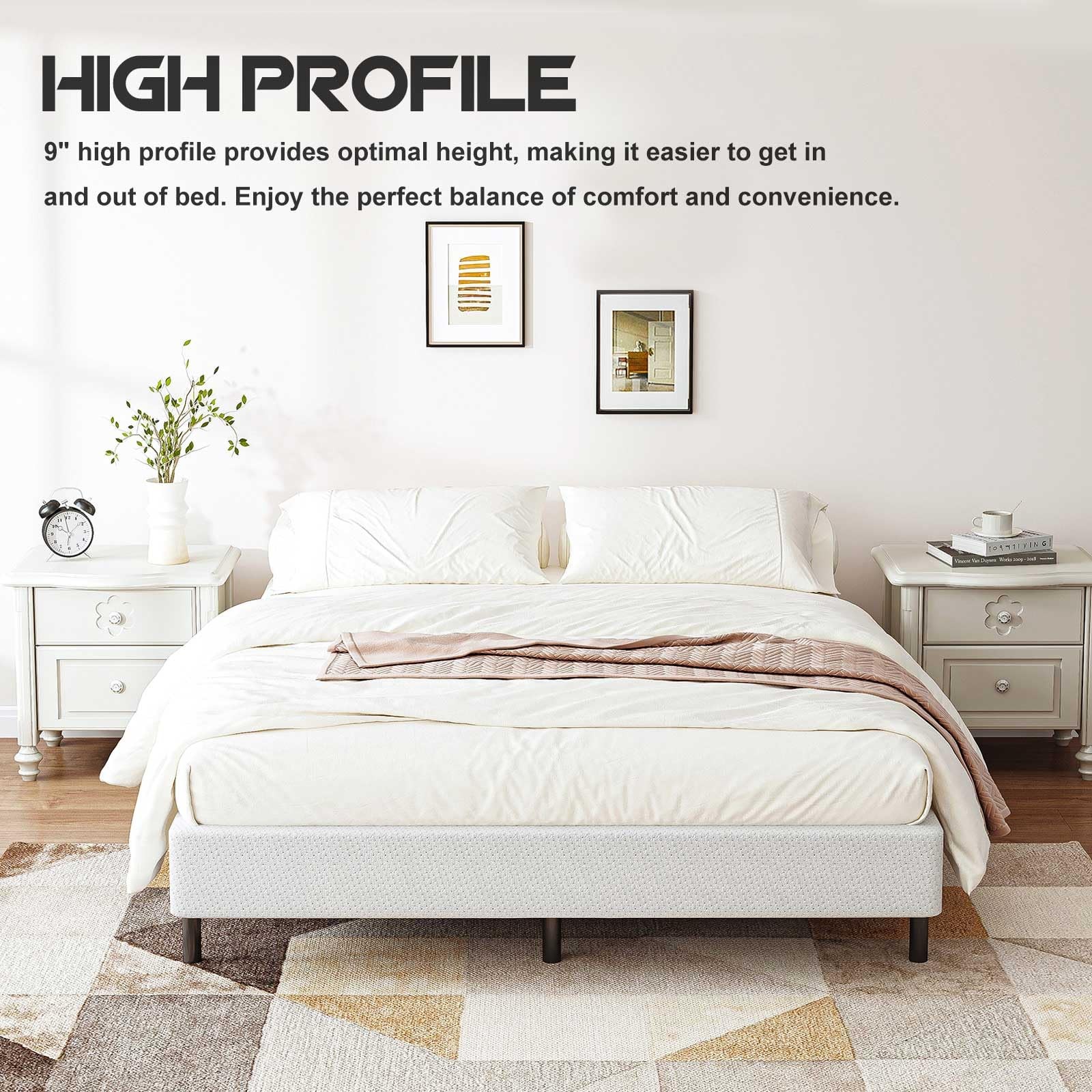 Box Spring Queen and Cover Set, 9 Inch High Profile Easy Assembly Mattress Fo…