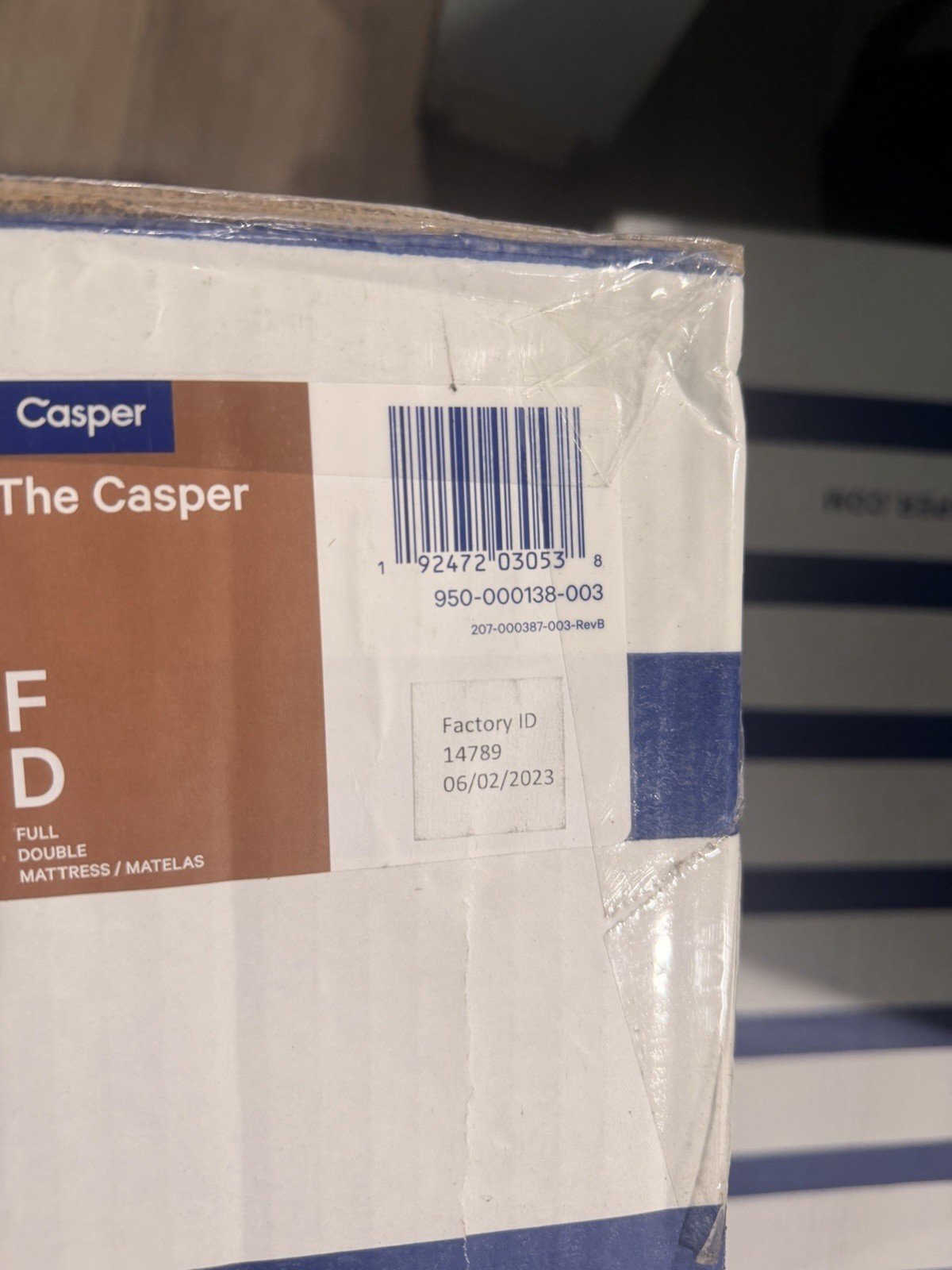 Casper Mattress, Full, Light Grey
