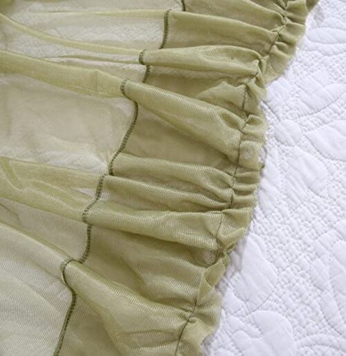 Canopy for Girls Room Bed Curtains Sheer Curtain for Full/Queen Sage Green