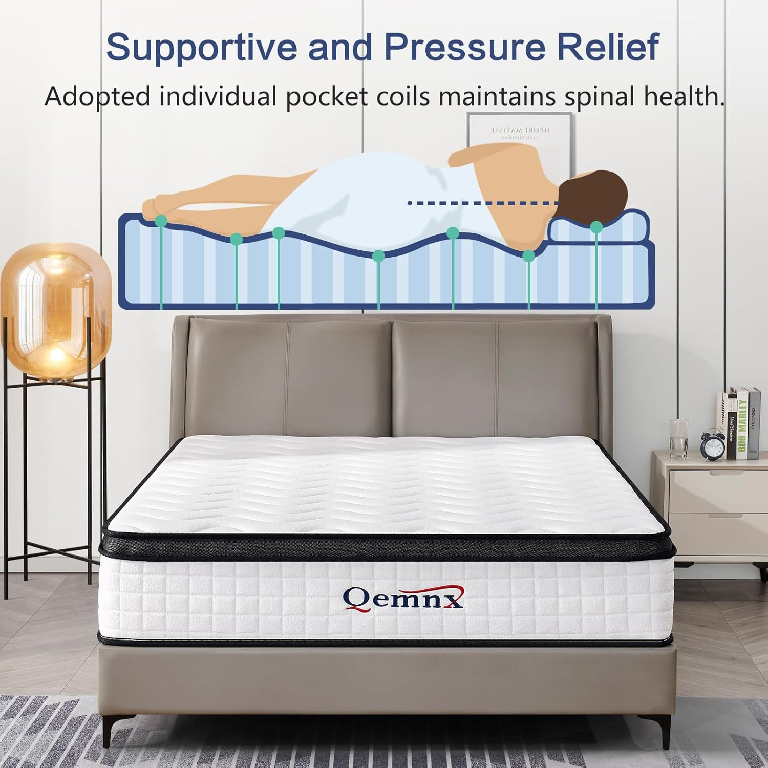 12 Inch Queen Hybrid Mattress – Medium Firm, Memory Foam & Responsive Pocket Spr