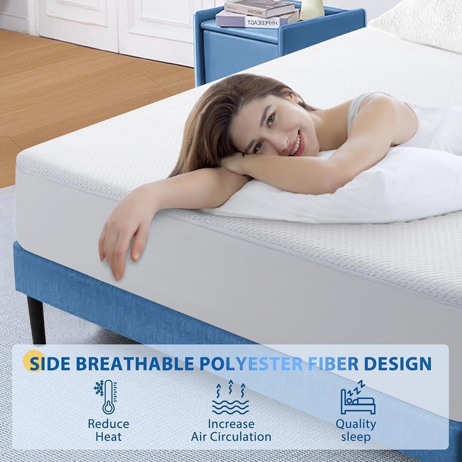 Colchon Espuma de Memoria Capa de Gel en Caja Queen Acolchado Mattress protector
